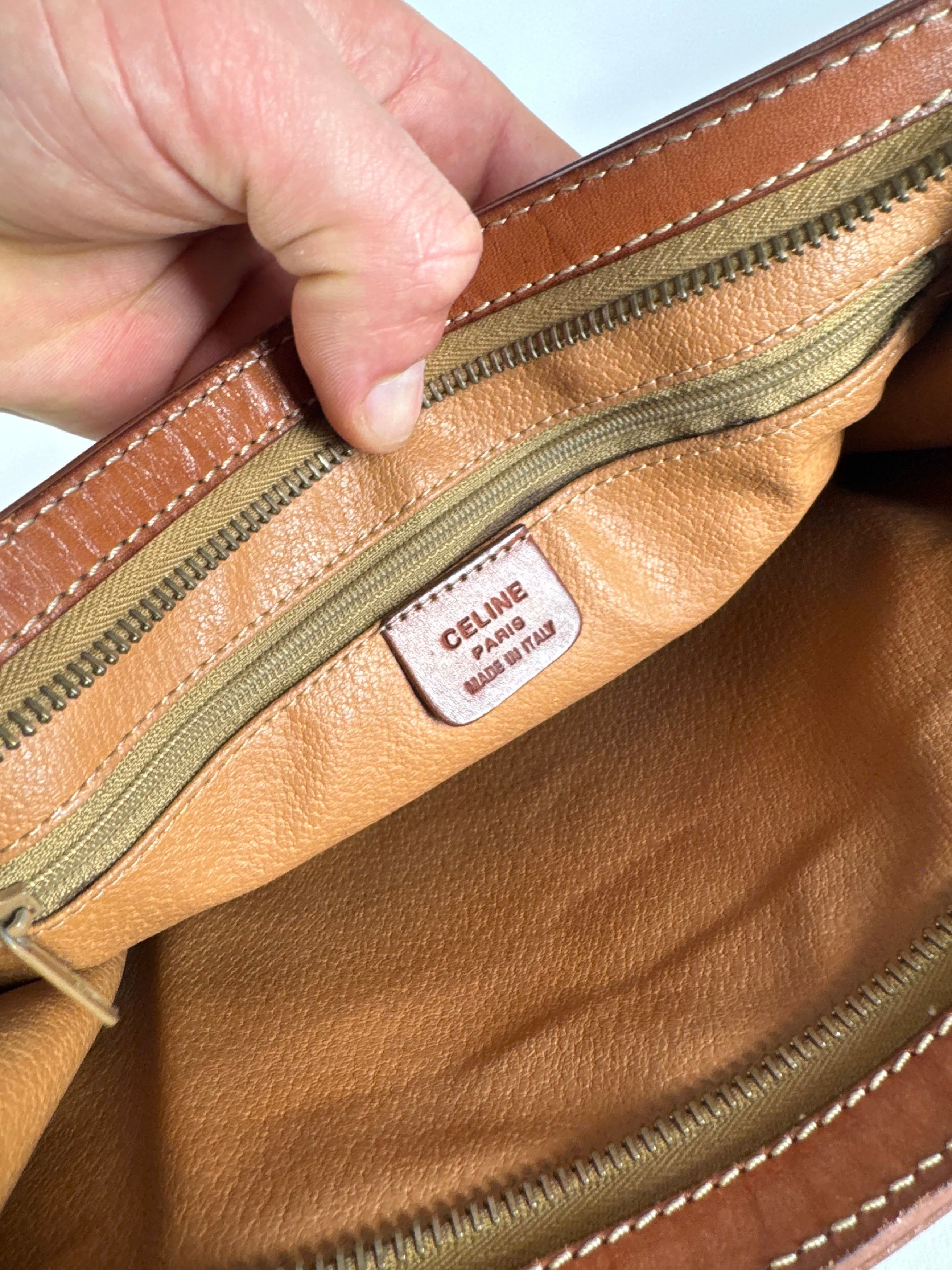 Celine Vintage Paris Triomphe Monogram Leather Clutch Brown Size ONE SIZE - 4 Thumbnail