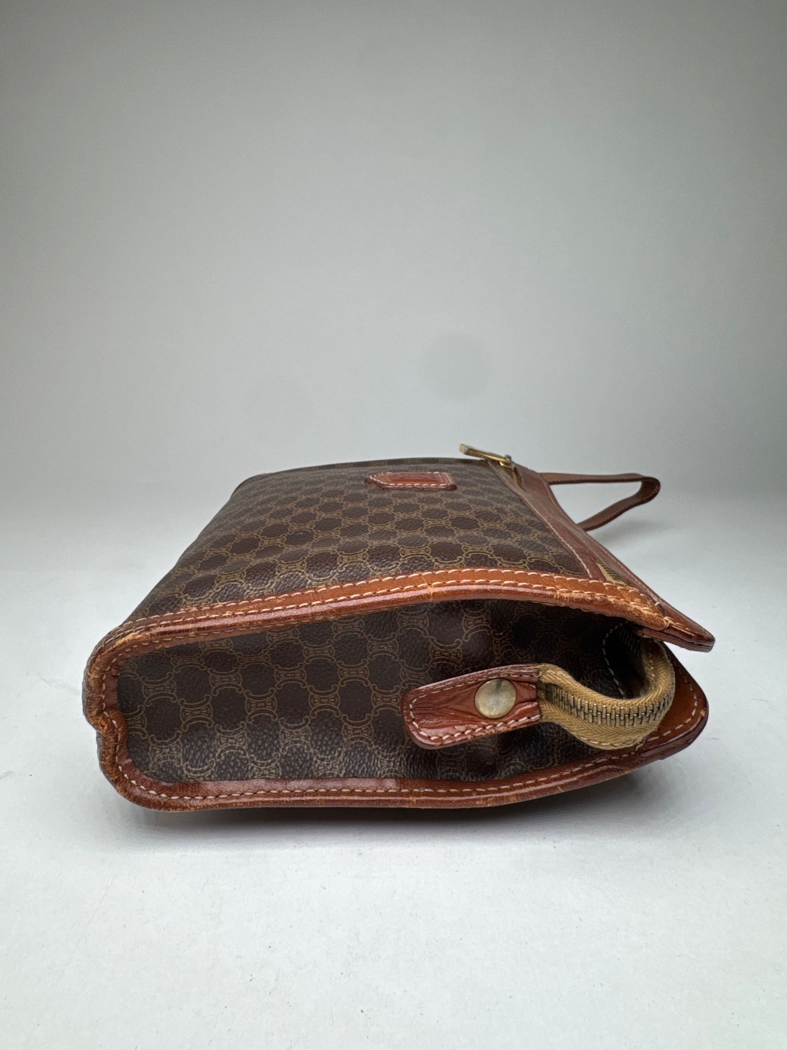 Celine Vintage Paris Triomphe Monogram Leather Clutch Brown Size ONE SIZE - 11 Thumbnail