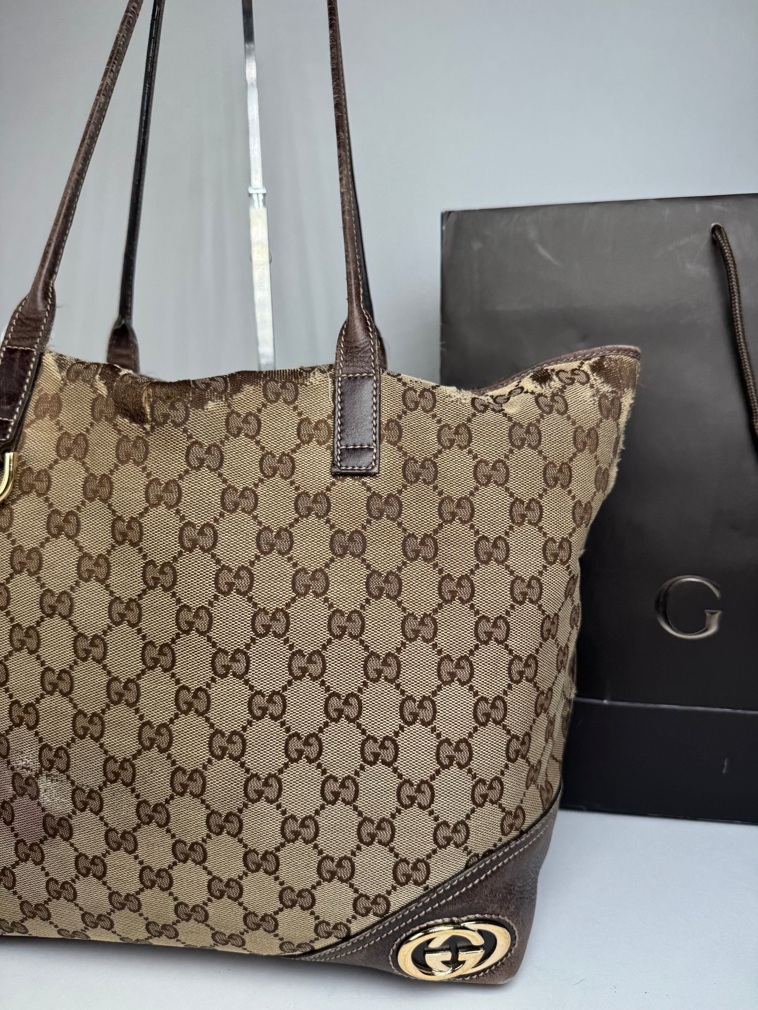 Gucci Vintage Monogram Tote Bag beige Brown Size ONE SIZE - 7 Thumbnail
