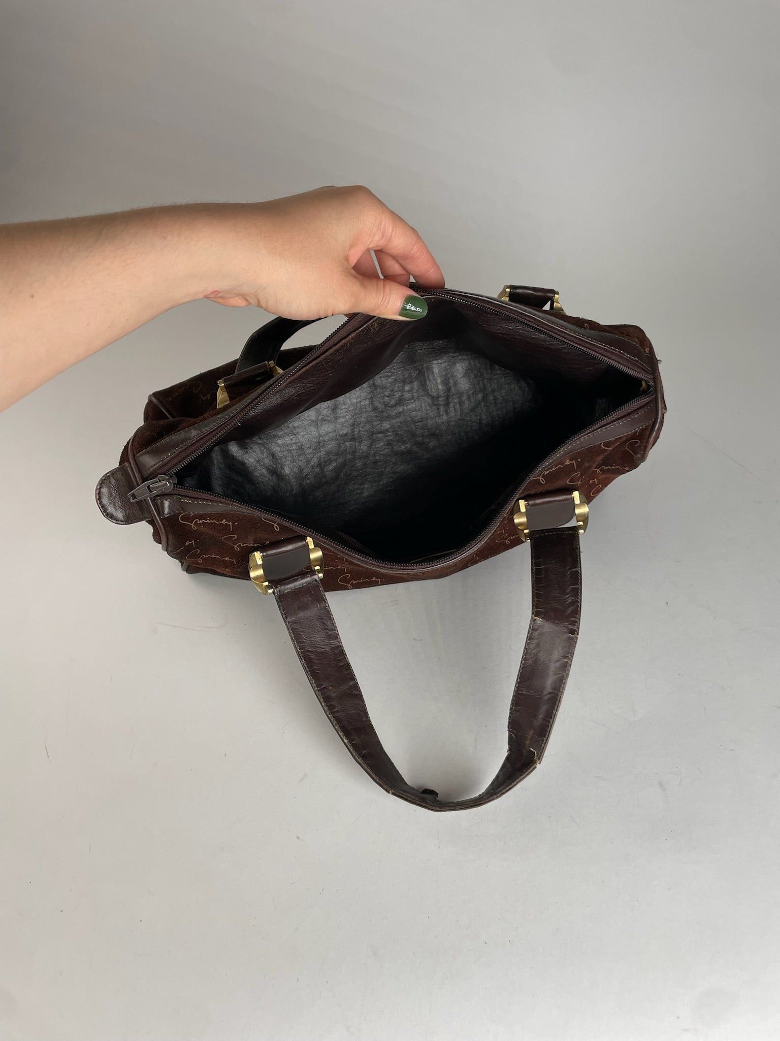 Givenchy Vintage Suede Monogram Handbag Brown Size ONE SIZE - 5 Thumbnail