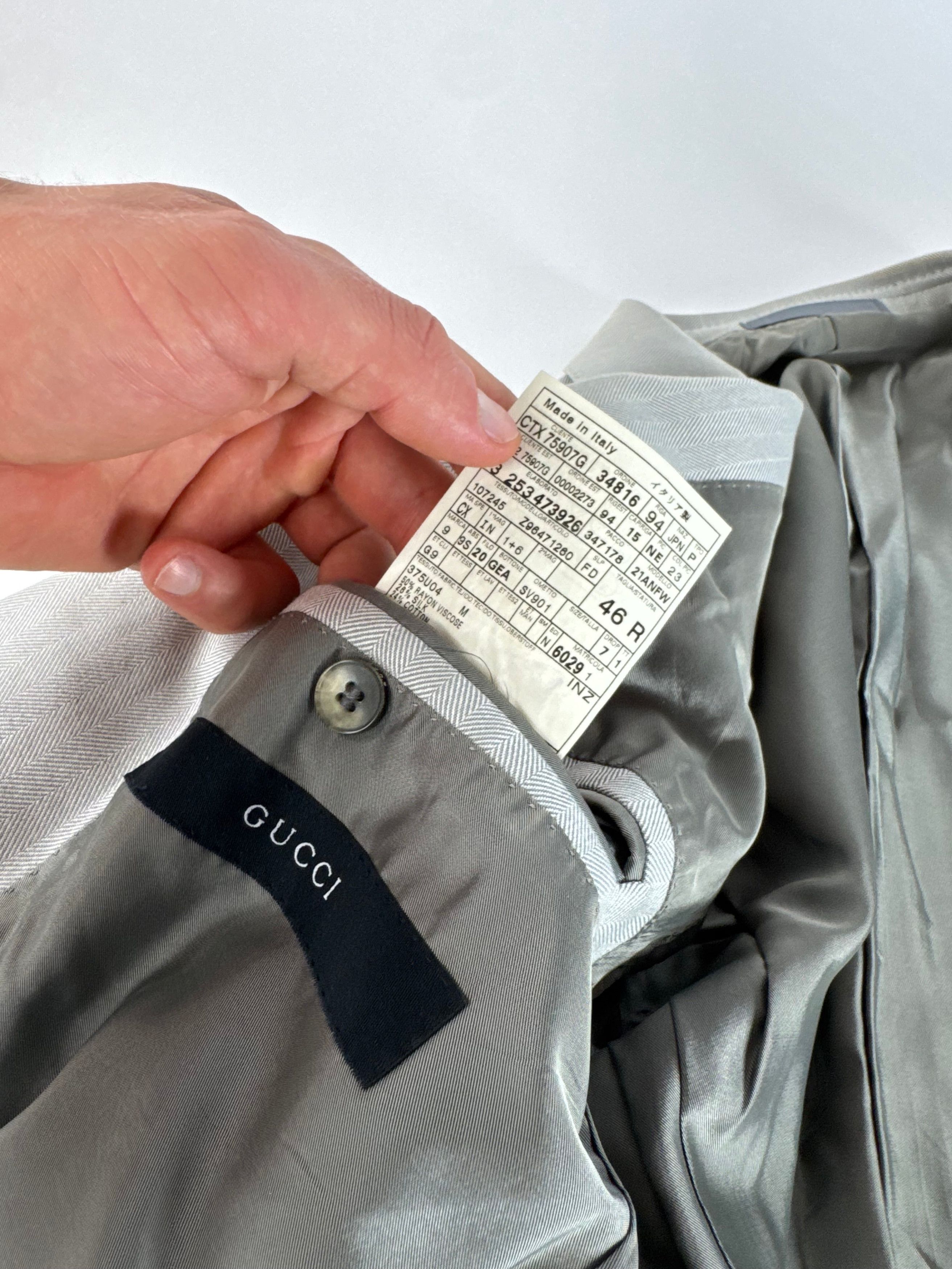 Gucci Vintage Men’s Suit Silver 46/S Size 36R - 14 Thumbnail