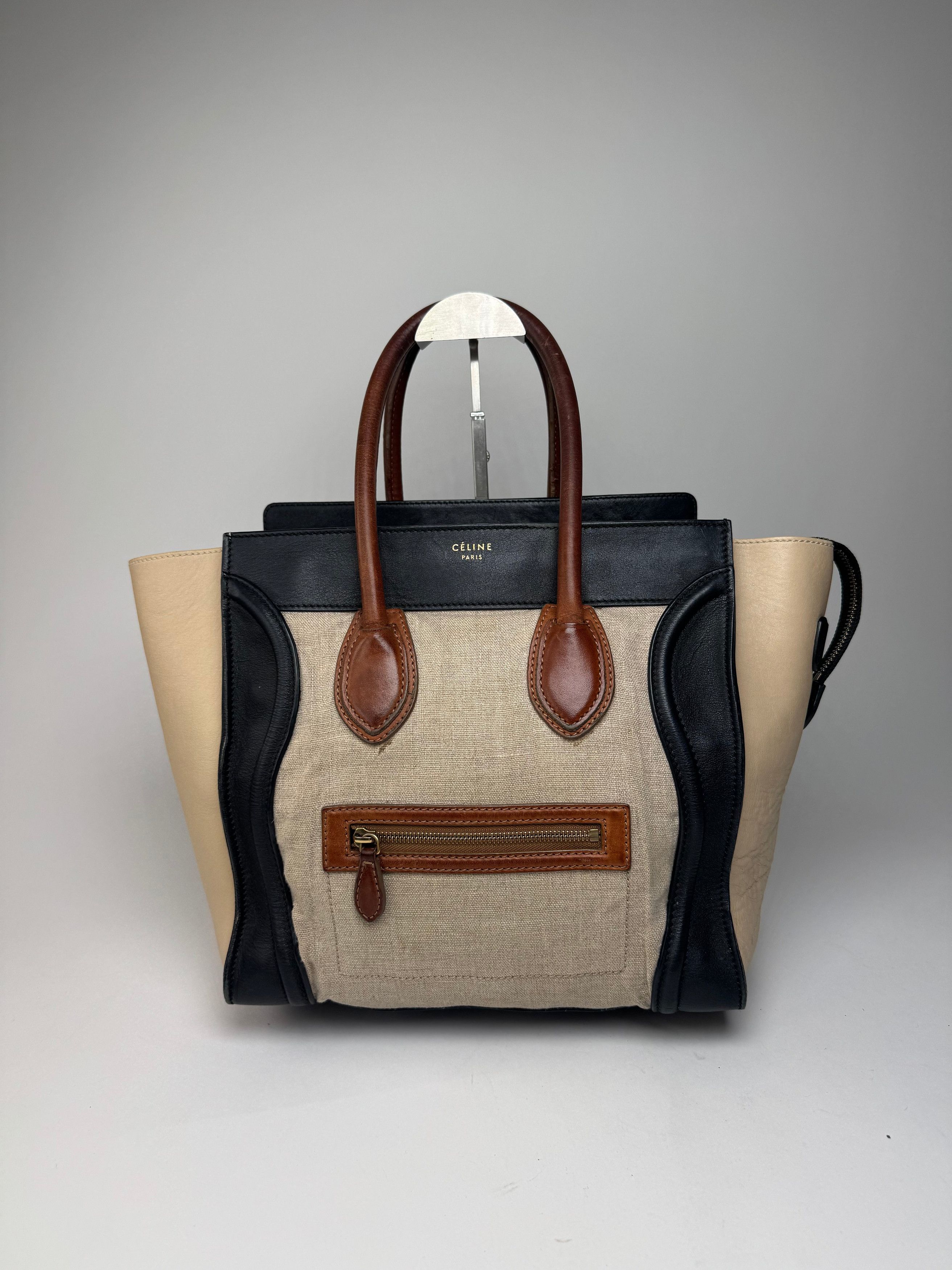 Celine Vintage Paris Luggage Bag Beige Black Size ONE SIZE - 6 Thumbnail