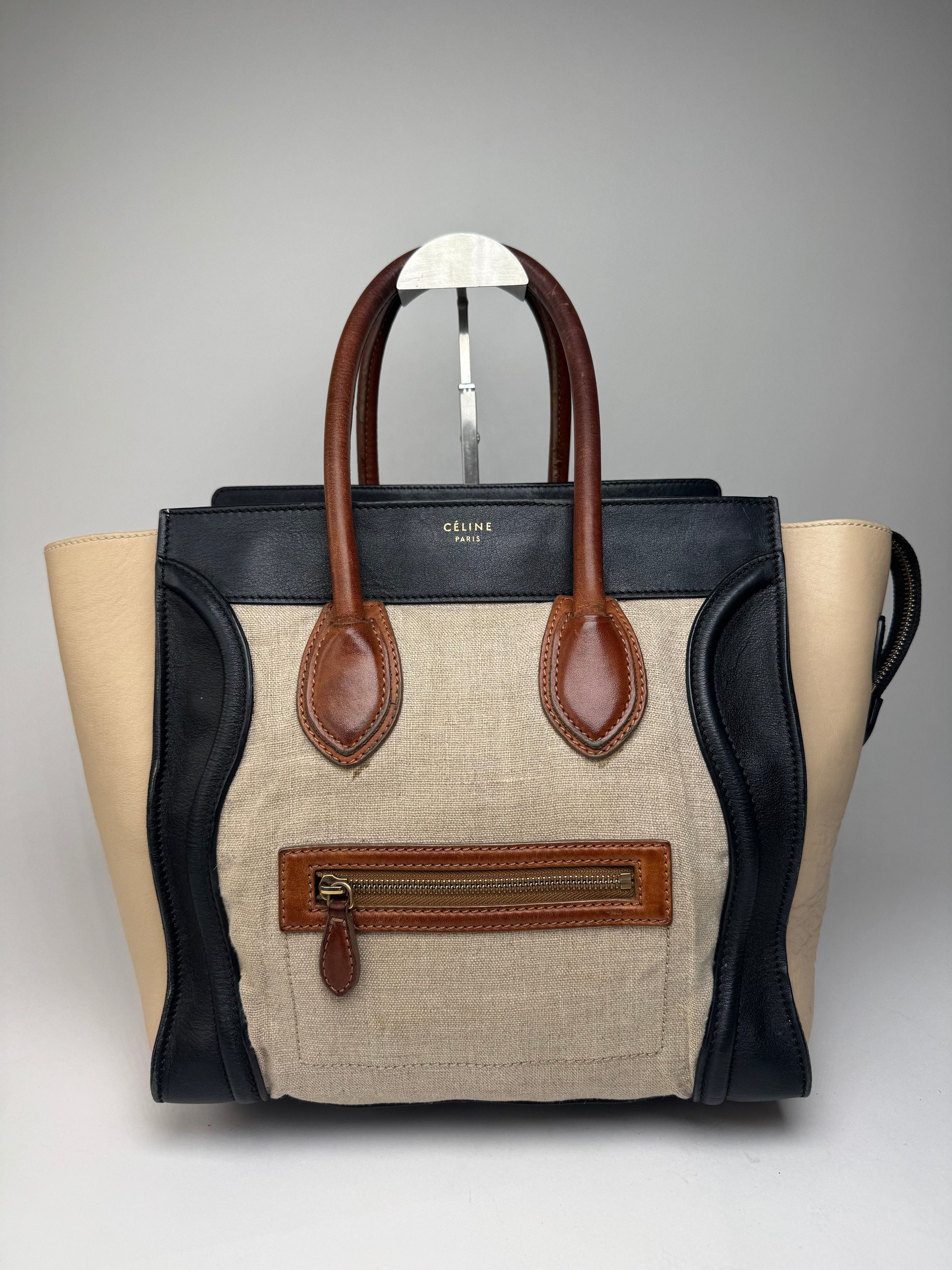 Celine Vintage Paris Luggage Bag Beige Black Size ONE SIZE - 14 Thumbnail