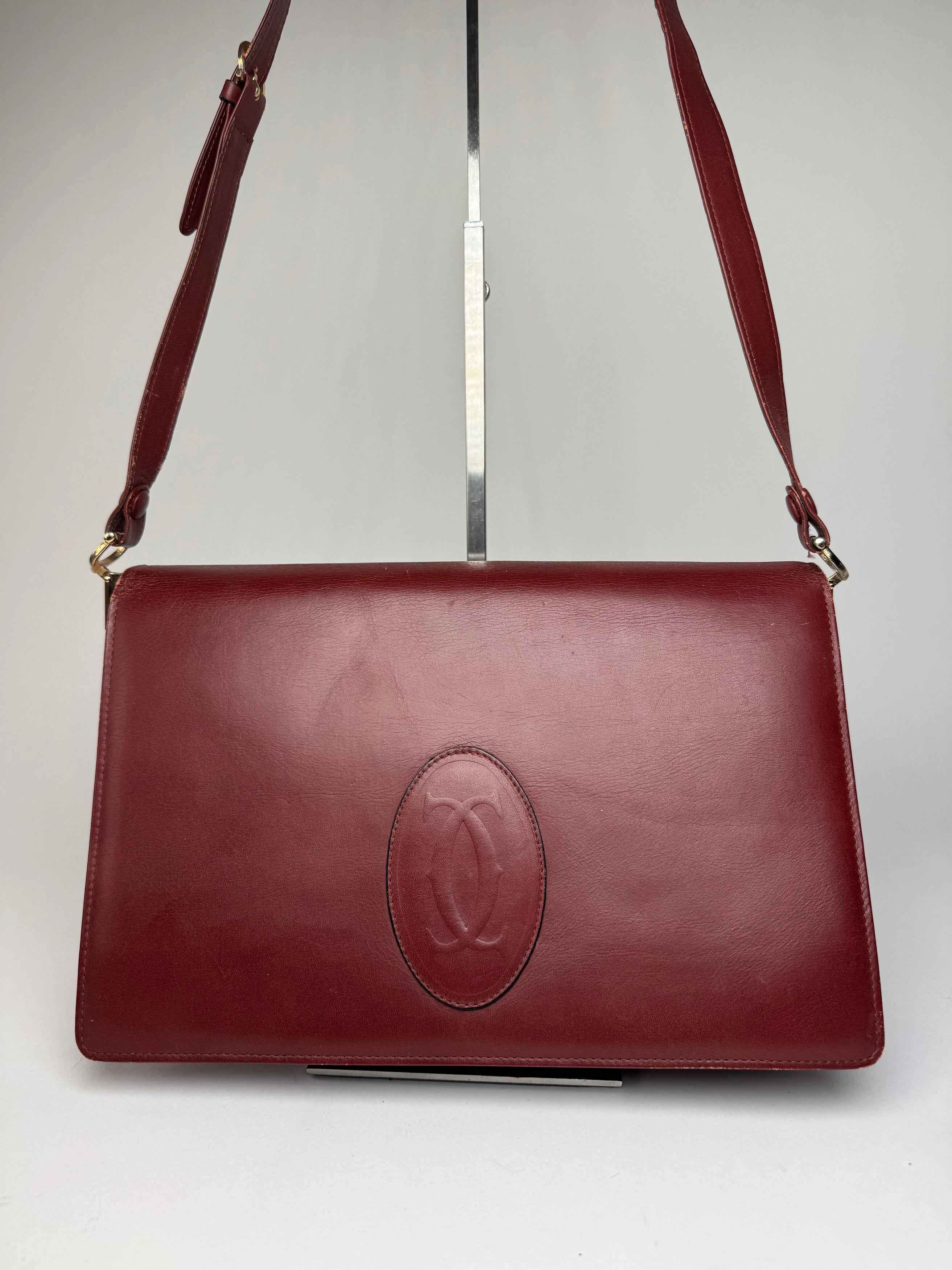 Cartier Vintage Leather Shoulder Bag burgundy Size ONE SIZE - 8 Thumbnail