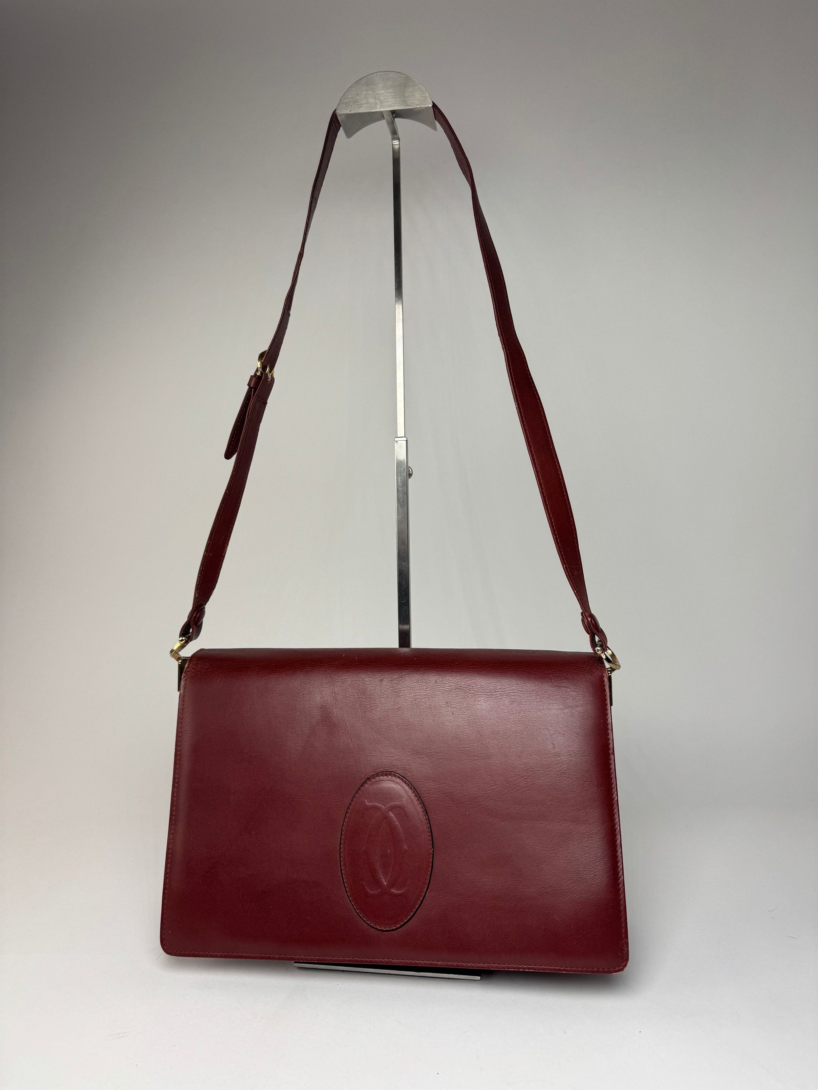 Cartier Vintage Leather Shoulder Bag burgundy Size ONE SIZE - 15 Thumbnail