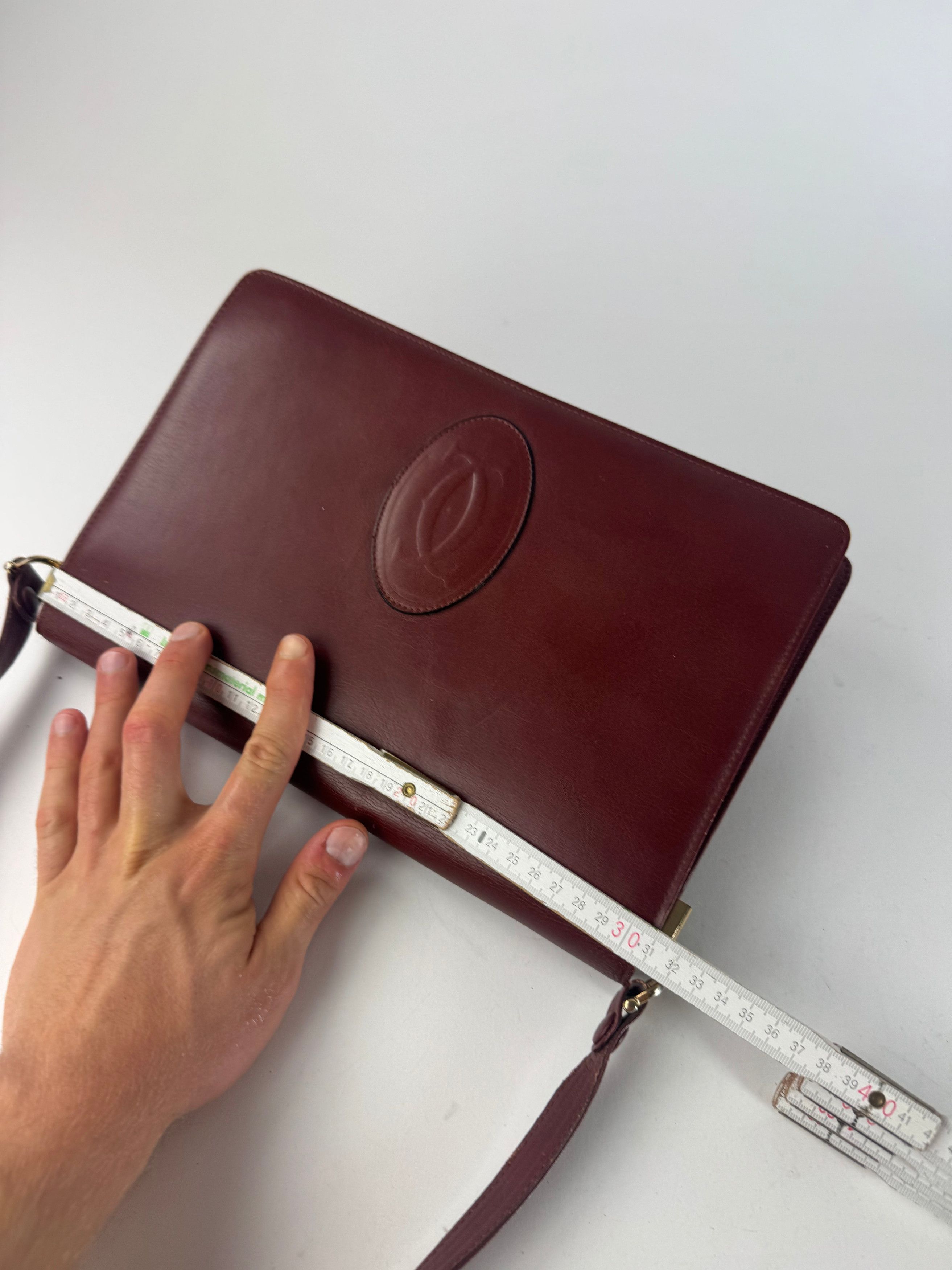 Cartier Vintage Leather Shoulder Bag burgundy Size ONE SIZE - 12 Thumbnail