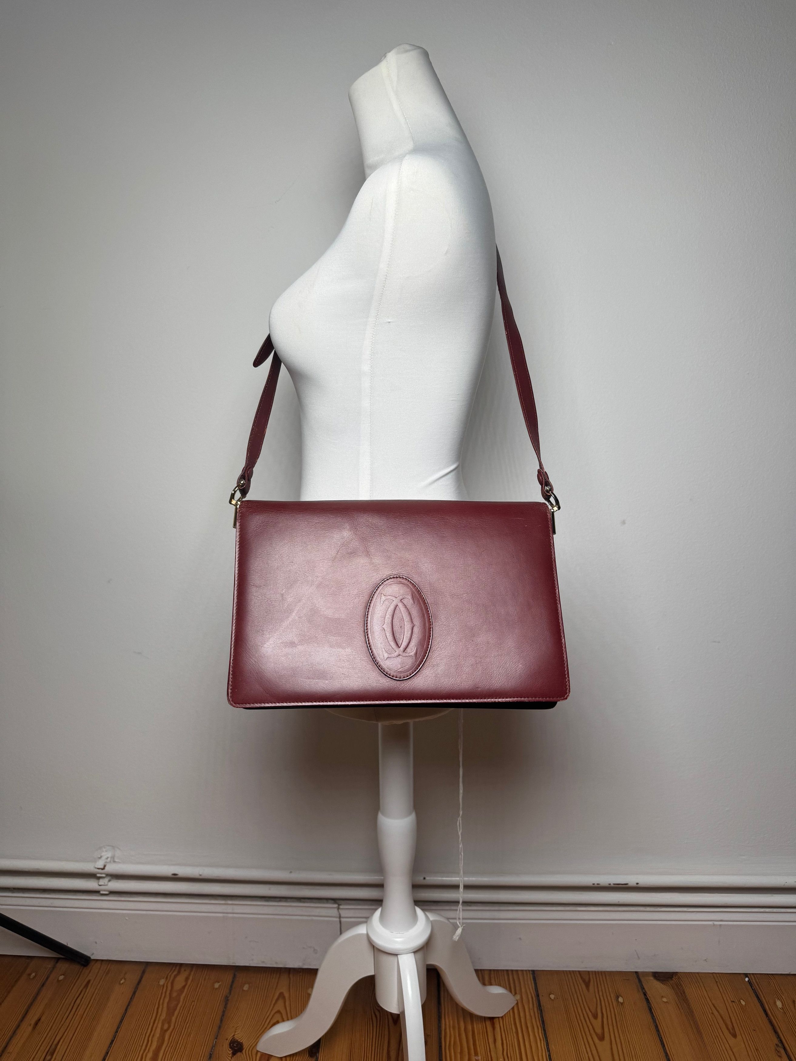 Cartier Vintage Leather Shoulder Bag burgundy Size ONE SIZE - 5 Thumbnail