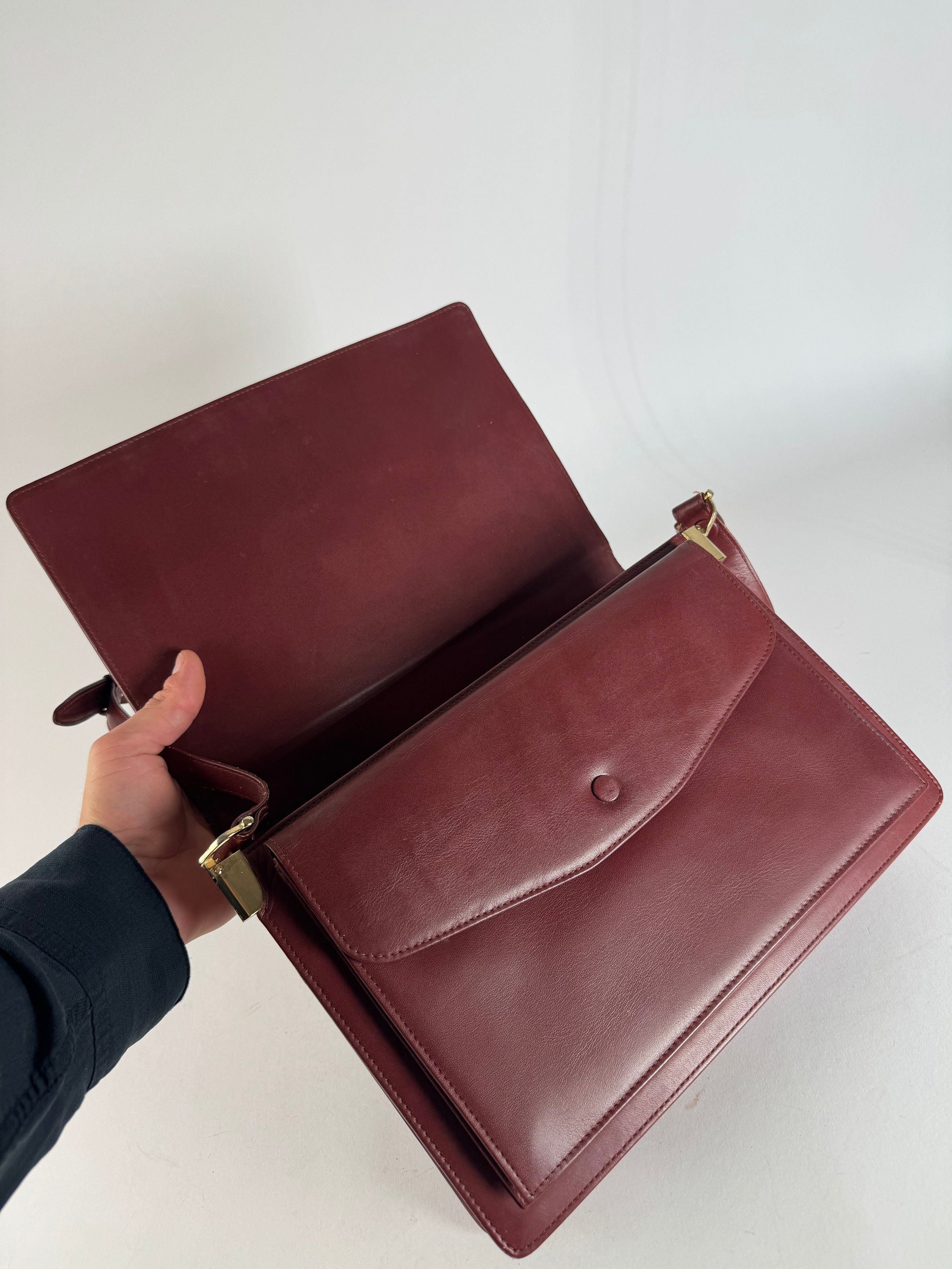 Cartier Vintage Leather Shoulder Bag burgundy Size ONE SIZE - 7 Thumbnail