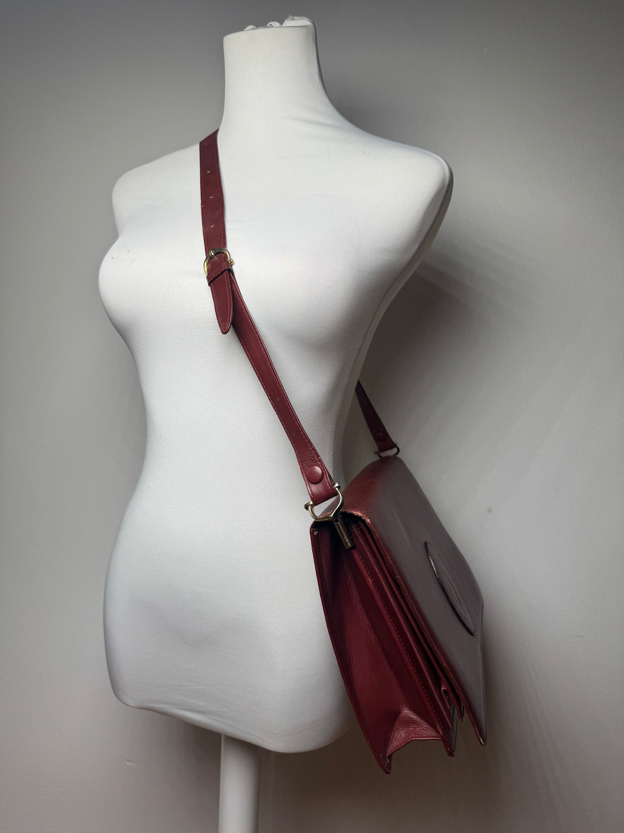 Cartier Vintage Leather Shoulder Bag burgundy Size ONE SIZE - 4 Thumbnail