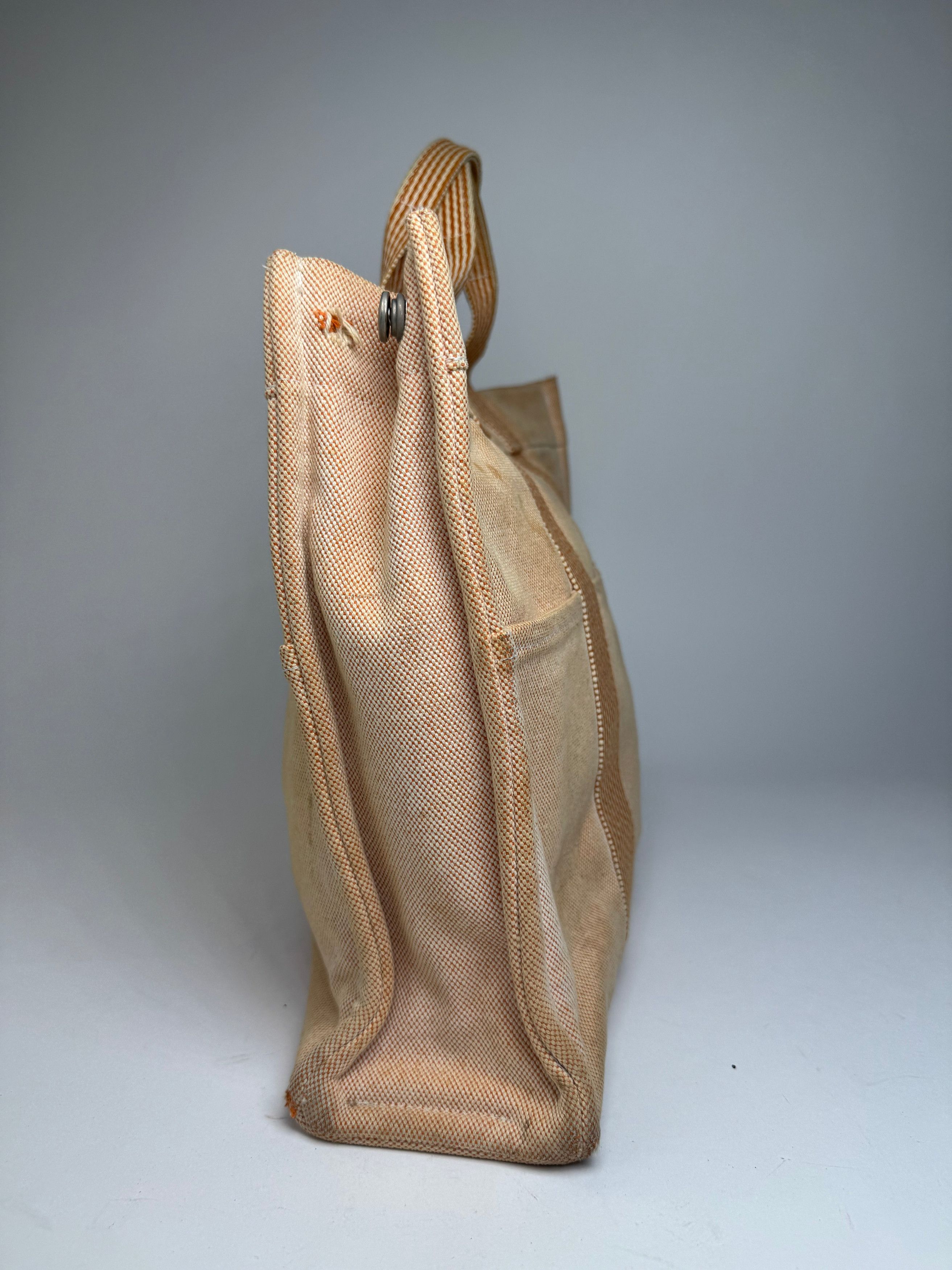 Other Vintage Hermes Canvas Striped Tote Bag Peach Size ONE SIZE - 10 Thumbnail