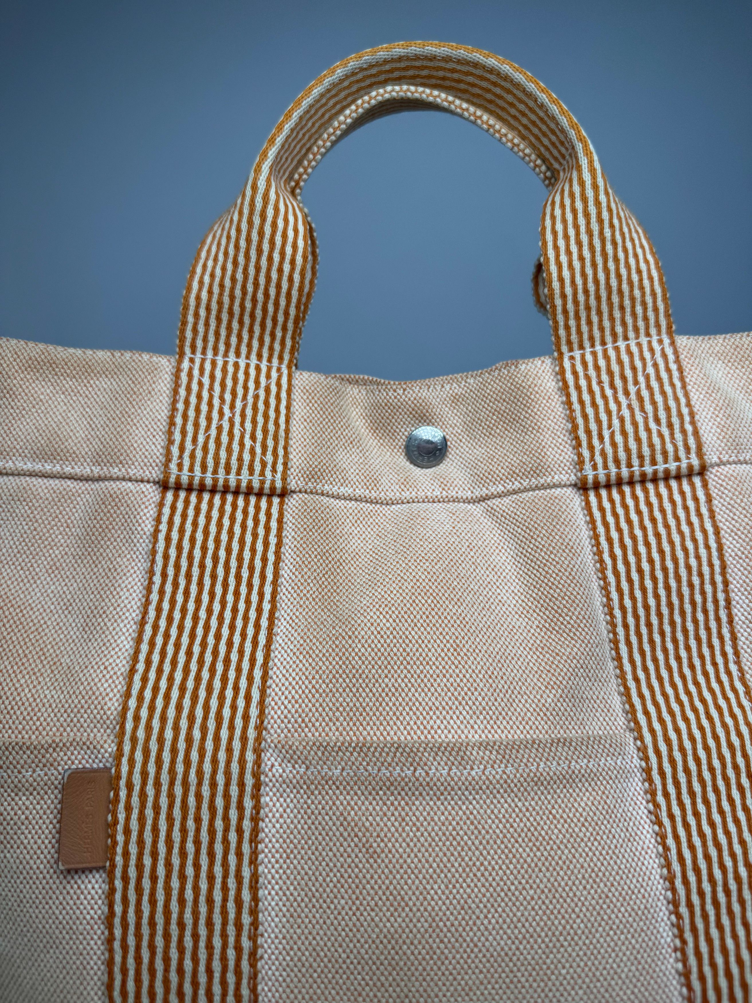 Other Vintage Hermes Canvas Striped Tote Bag Peach Size ONE SIZE - 13 Thumbnail