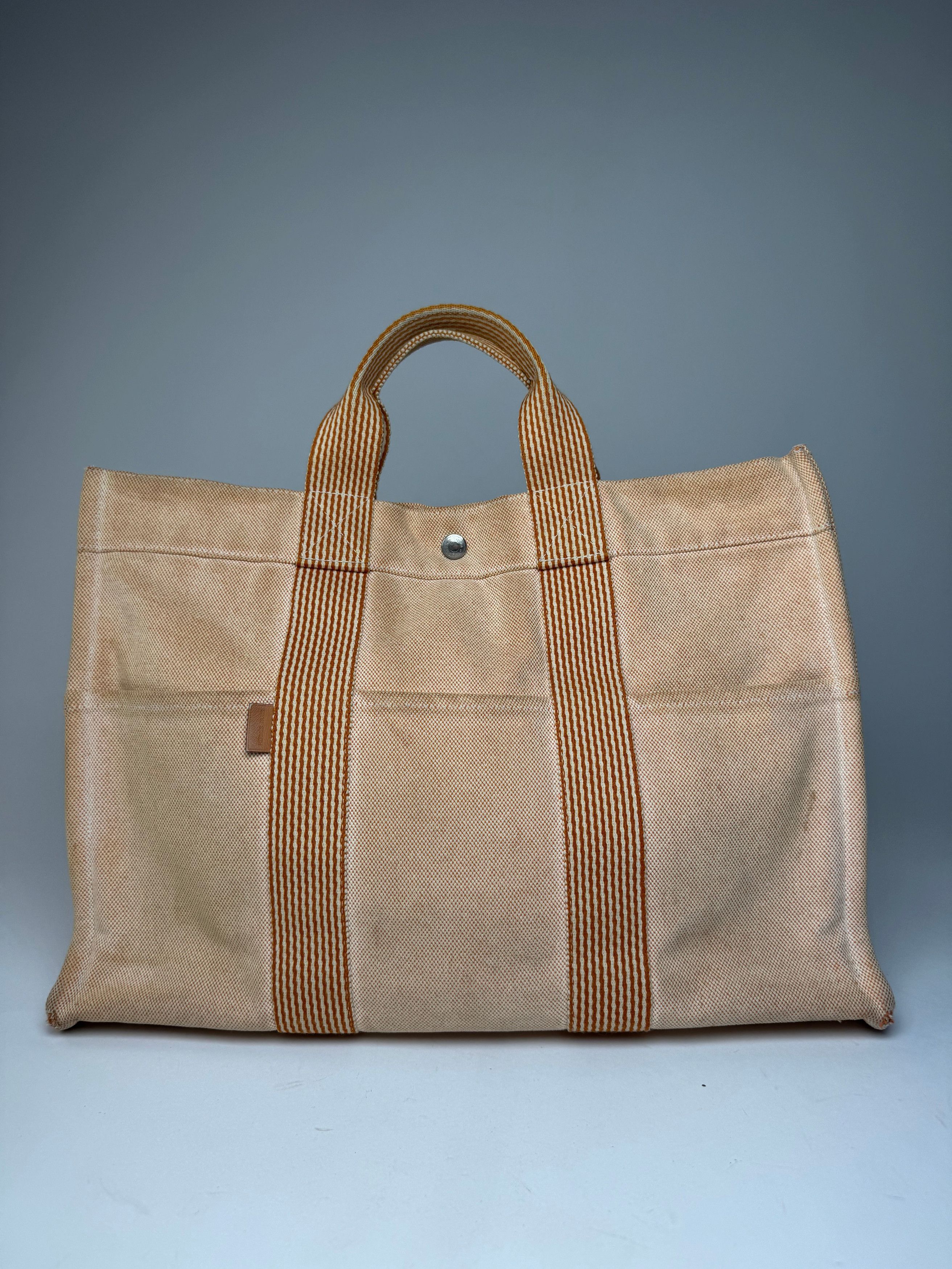 Other Vintage Hermes Canvas Striped Tote Bag Peach Size ONE SIZE - 15 Thumbnail