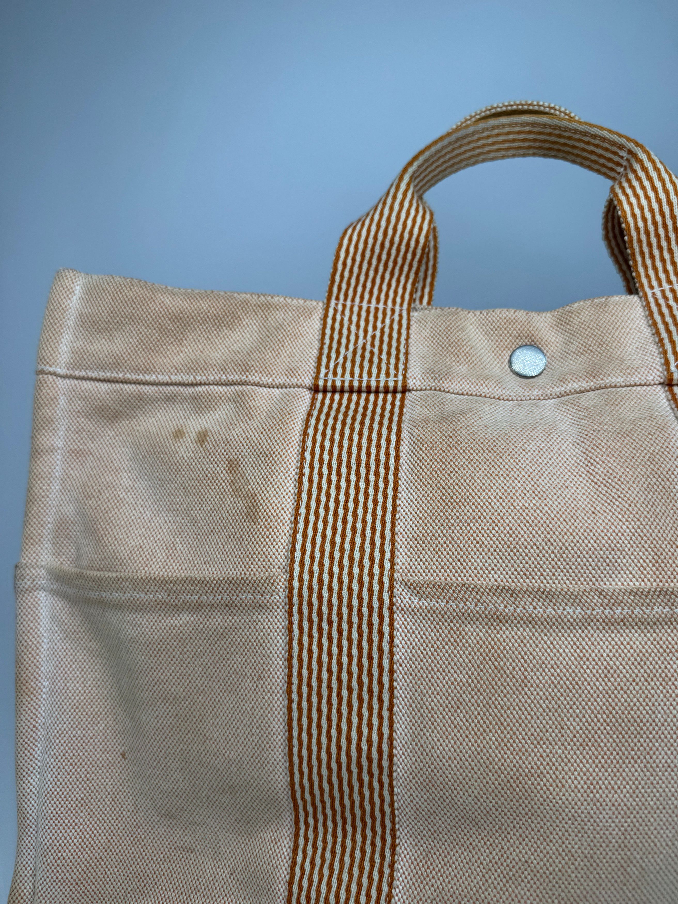 Other Vintage Hermes Canvas Striped Tote Bag Peach Size ONE SIZE - 9 Thumbnail