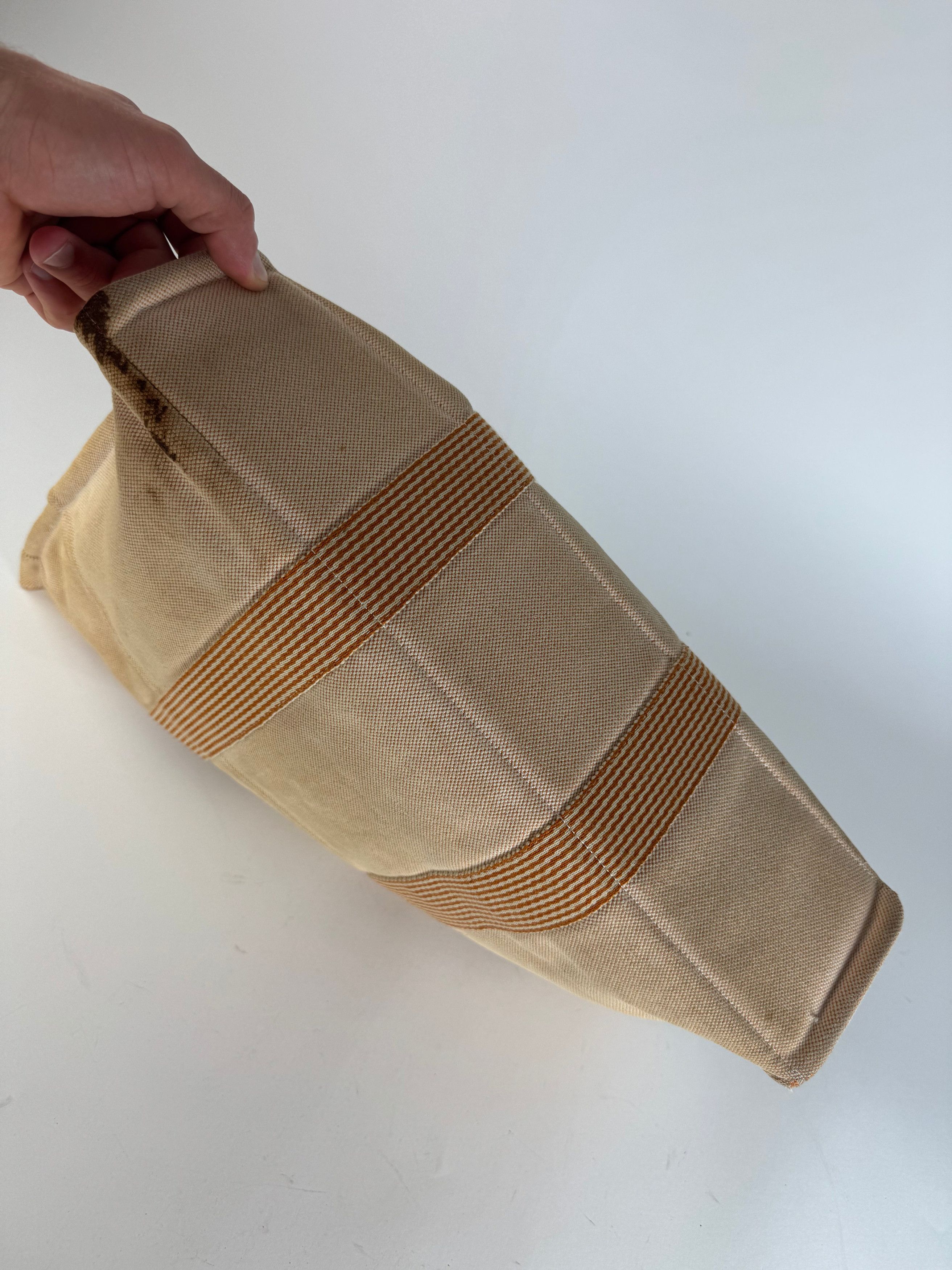 Other Vintage Hermes Canvas Striped Tote Bag Peach Size ONE SIZE - 14 Thumbnail