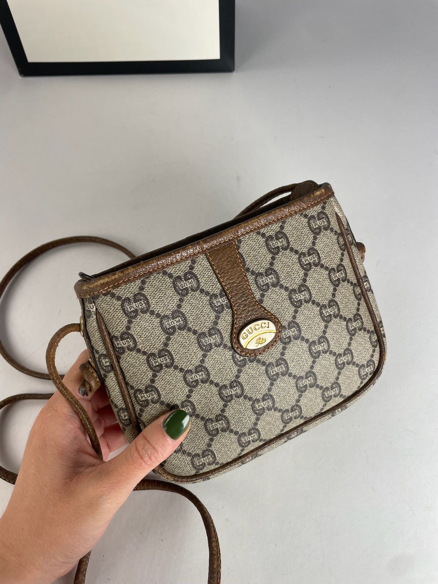 Gucci Vintage Monogram Leather Shoulder / Crossbody bag Grey Brown Size ONE SIZE - 5 Thumbnail
