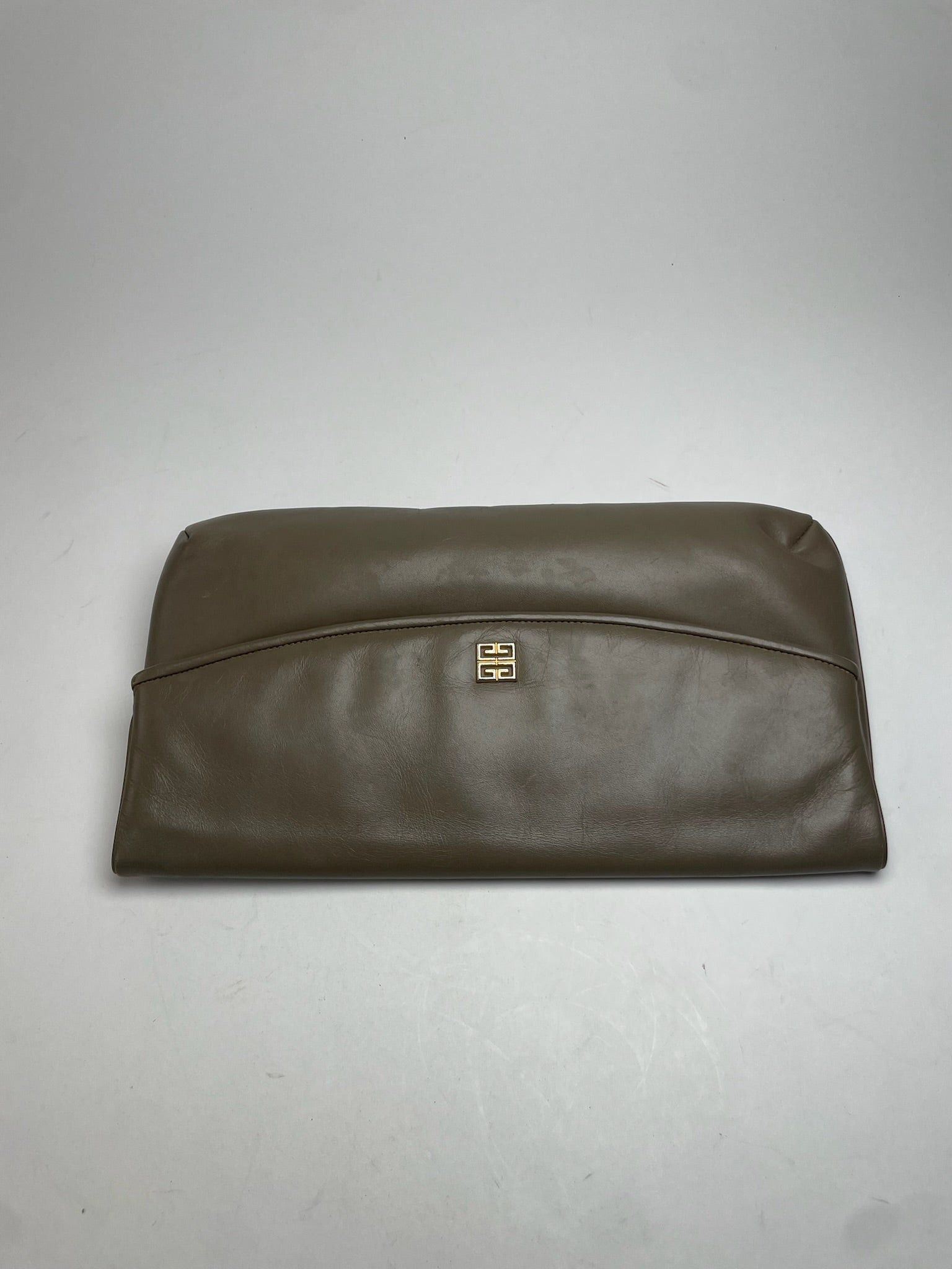 Givenchy Vintage Leather Clutch Grey Brown Size ONE SIZE - 9 Thumbnail