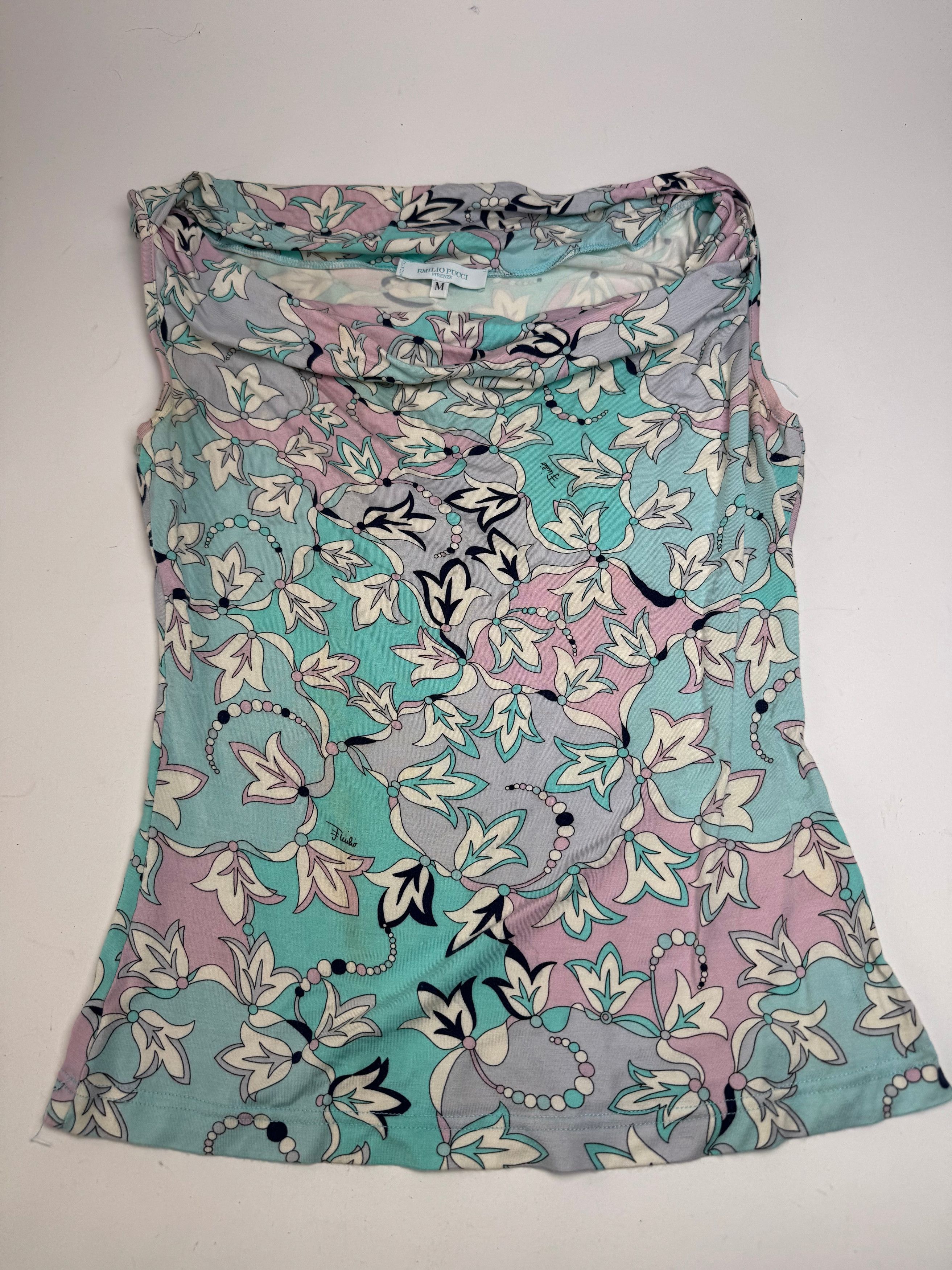 Emilio Pucci Vintage Abstract Top Blue White Purple Size M / US 6-8 / IT 42-44 - 4 Thumbnail
