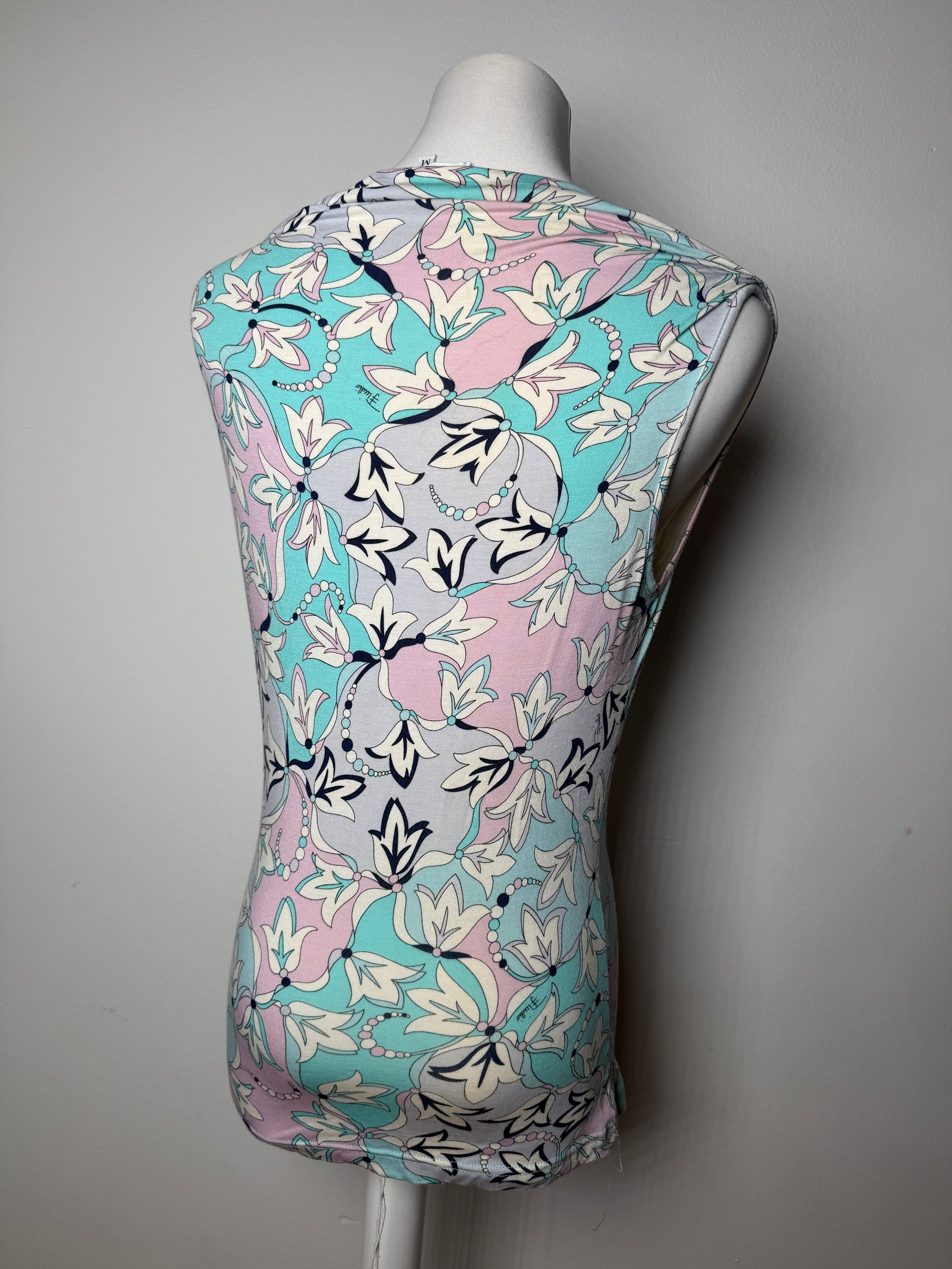 Emilio Pucci Vintage Abstract Top Blue White Purple Size M / US 6-8 / IT 42-44 - 14 Thumbnail
