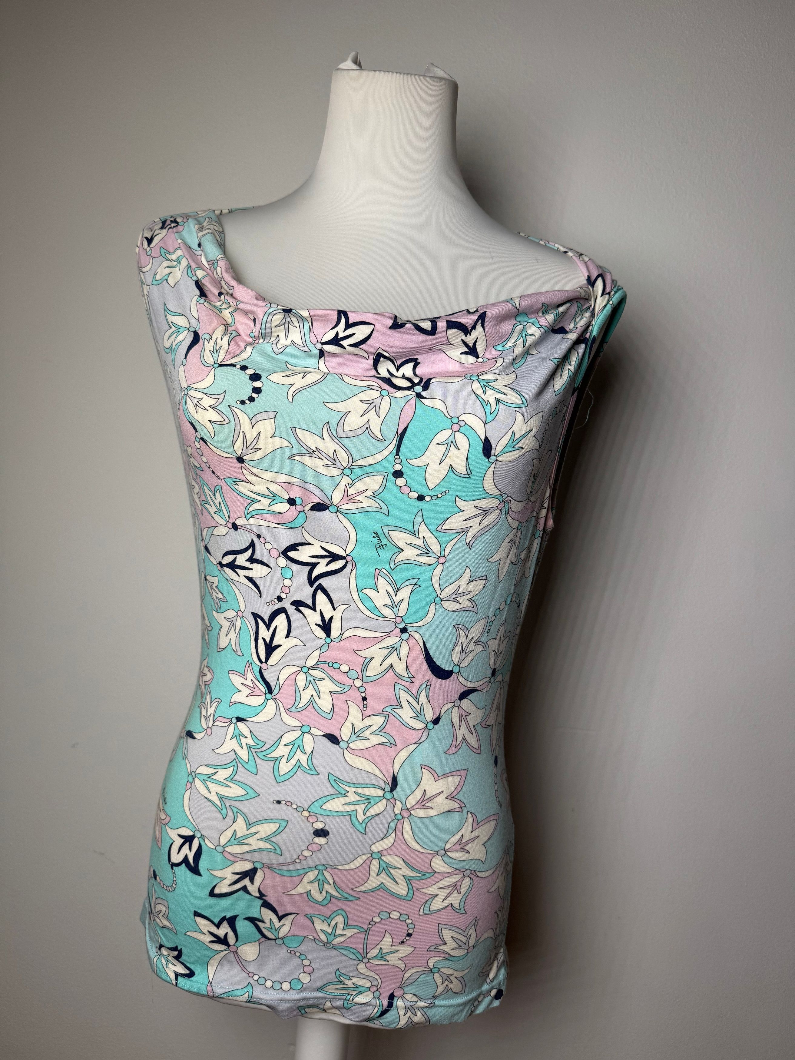 Emilio Pucci Vintage Abstract Top Blue White Purple Size M / US 6-8 / IT 42-44 - 13 Thumbnail