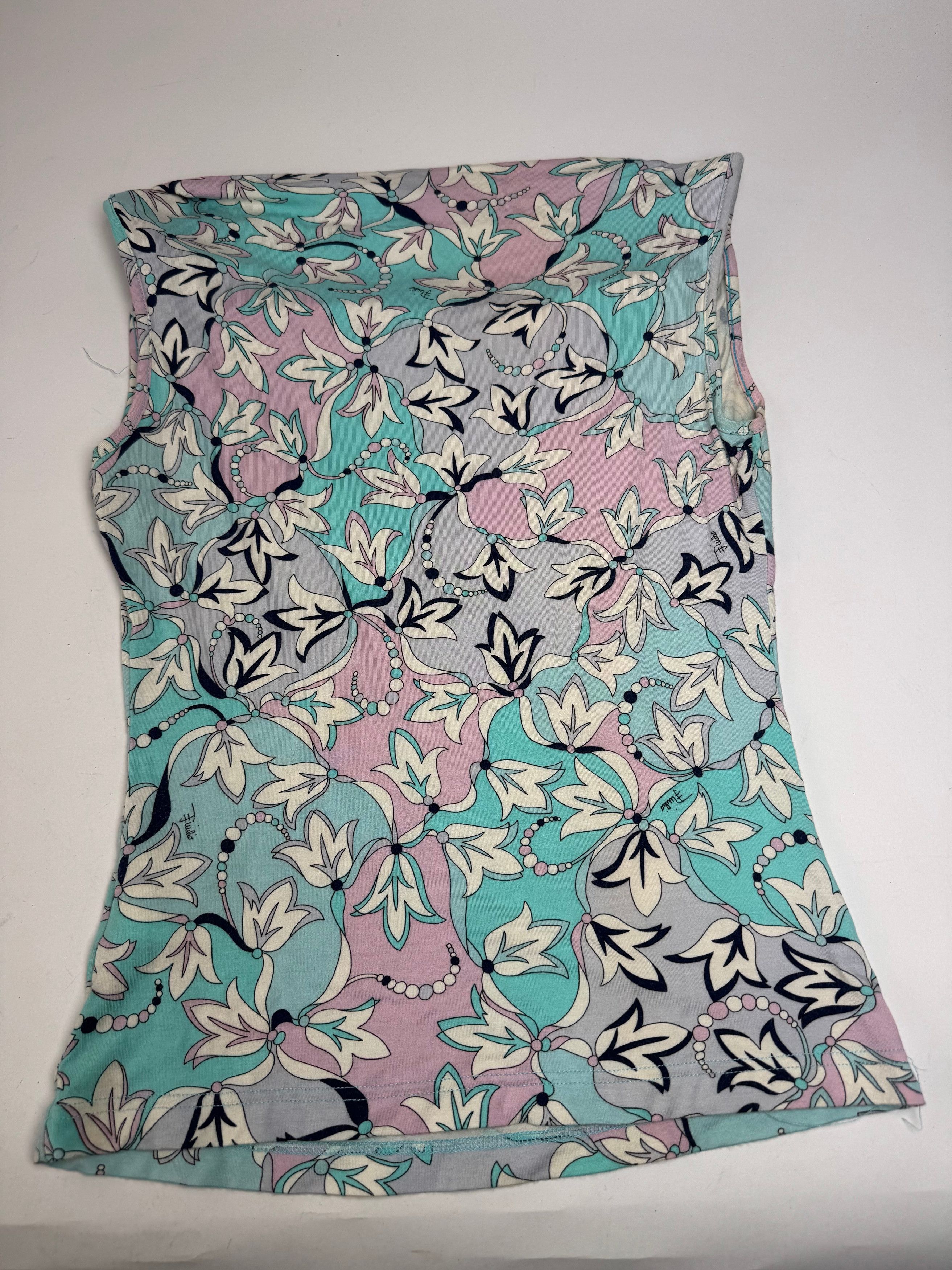 Emilio Pucci Vintage Abstract Top Blue White Purple Size M / US 6-8 / IT 42-44 - 12 Thumbnail