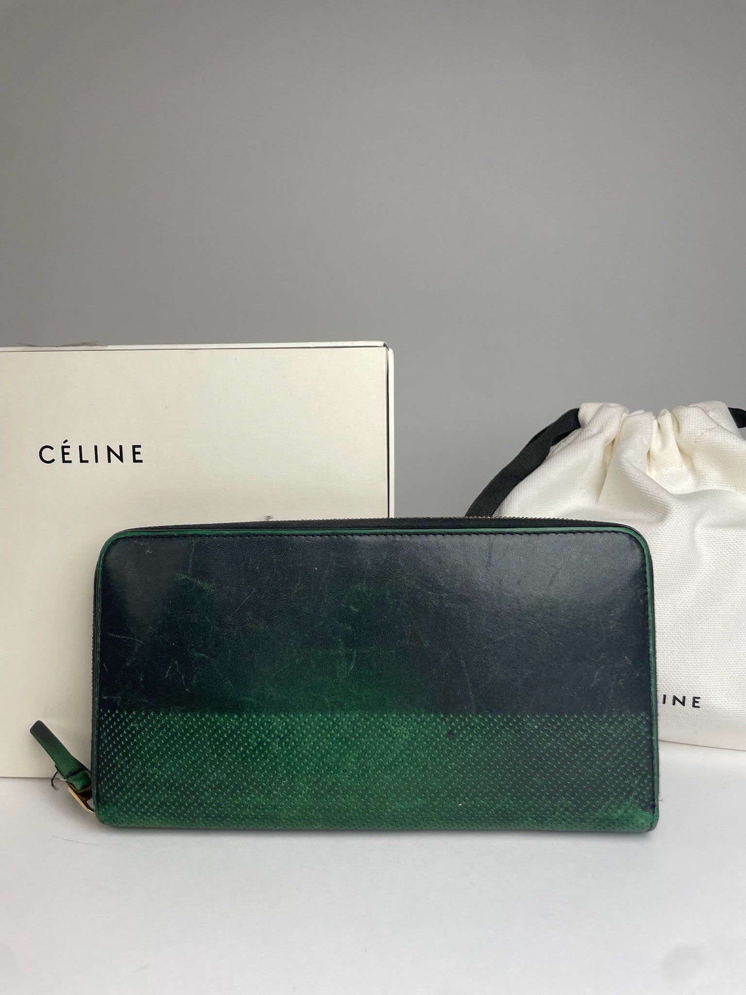 Celine Vintage Paria Leather Zippy Wallet Green Size ONE SIZE - 7 Thumbnail