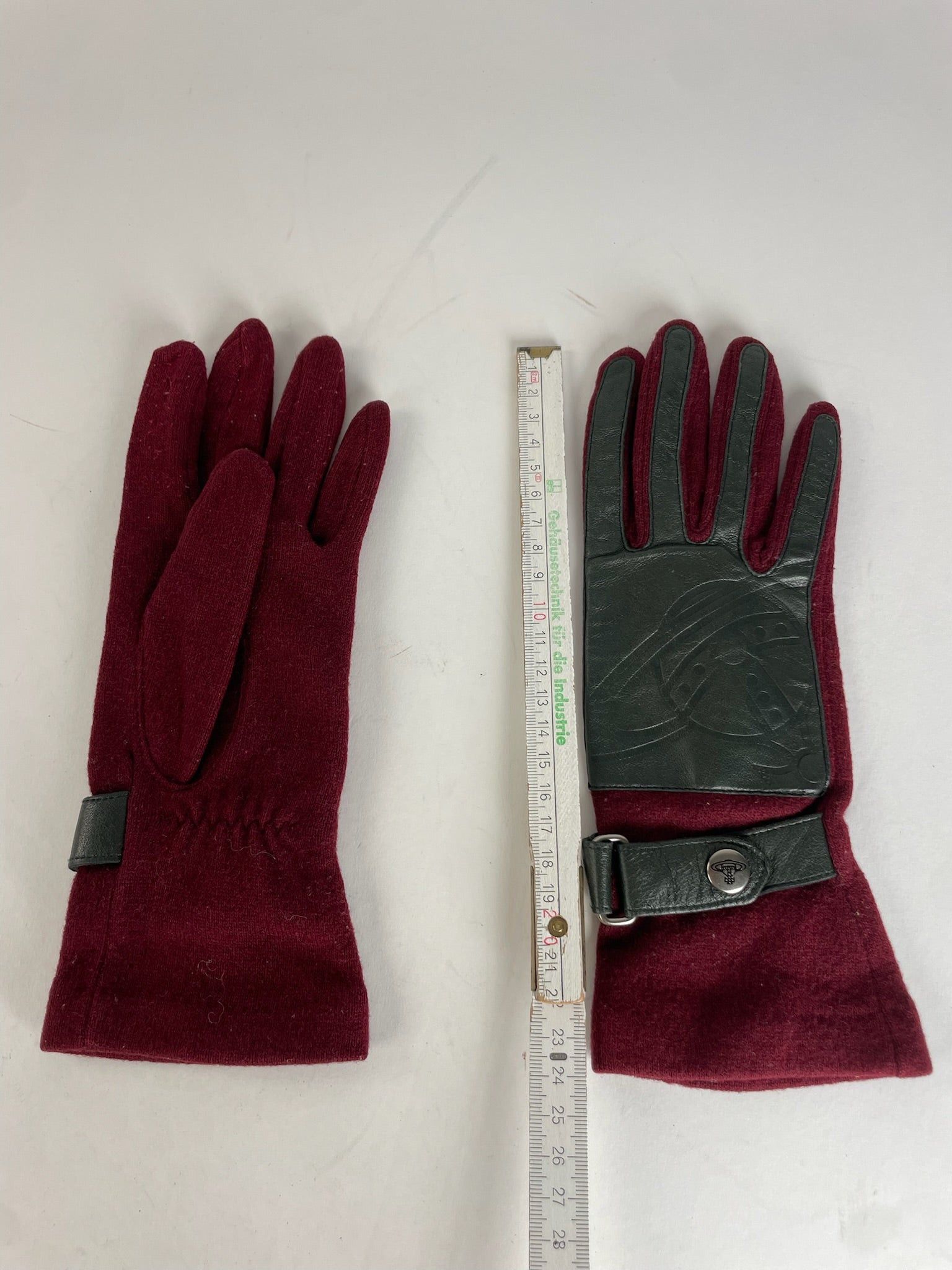 Vivienne Westwood Vintage Leather Wool Gloves Red Silver M Size ONE SIZE - 5 Thumbnail