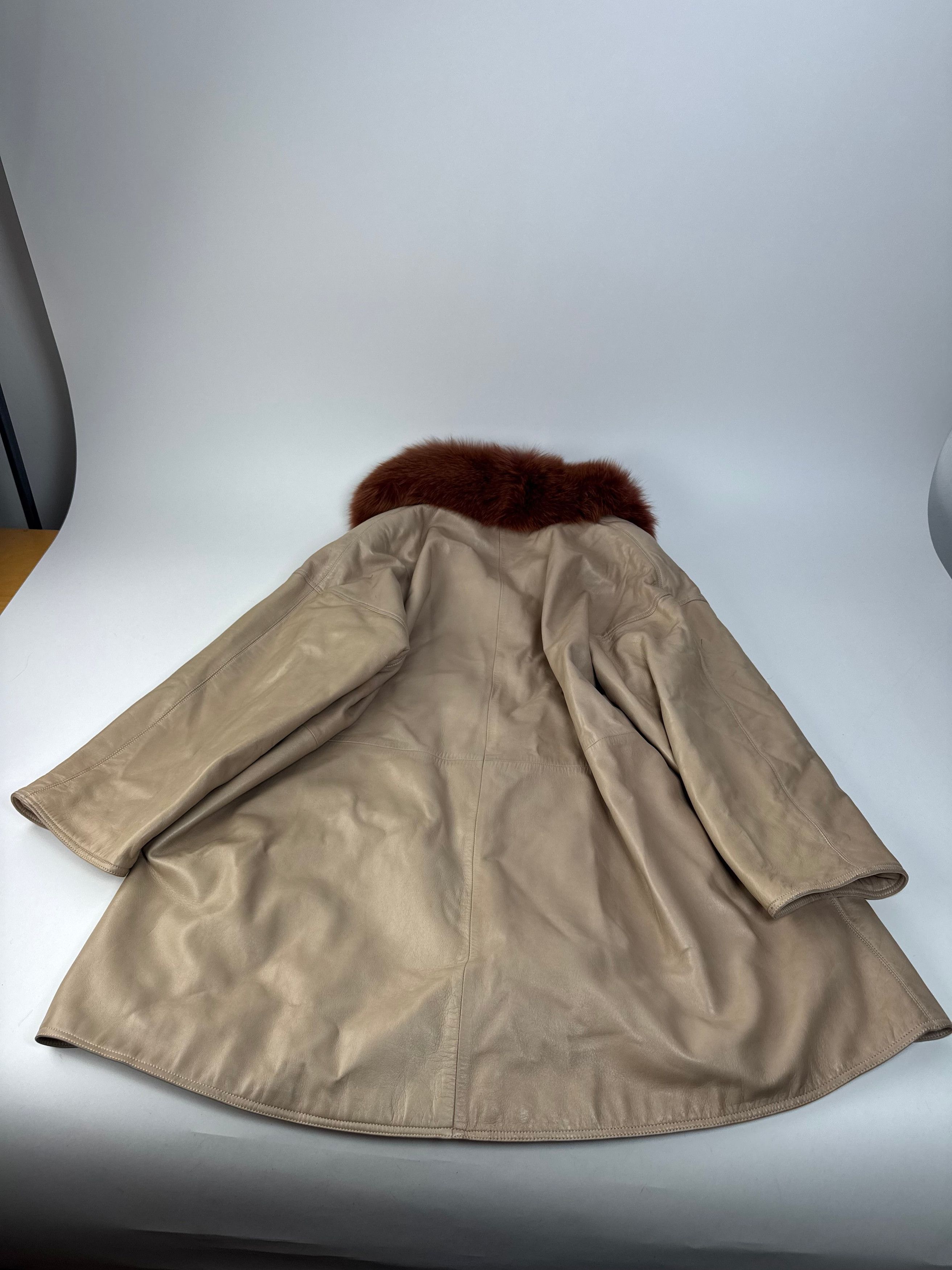 Loewe Vintage Madrid Leather Fur Coat 38/M Beige Brown Size S / US 4 / IT 40 - 12 Thumbnail
