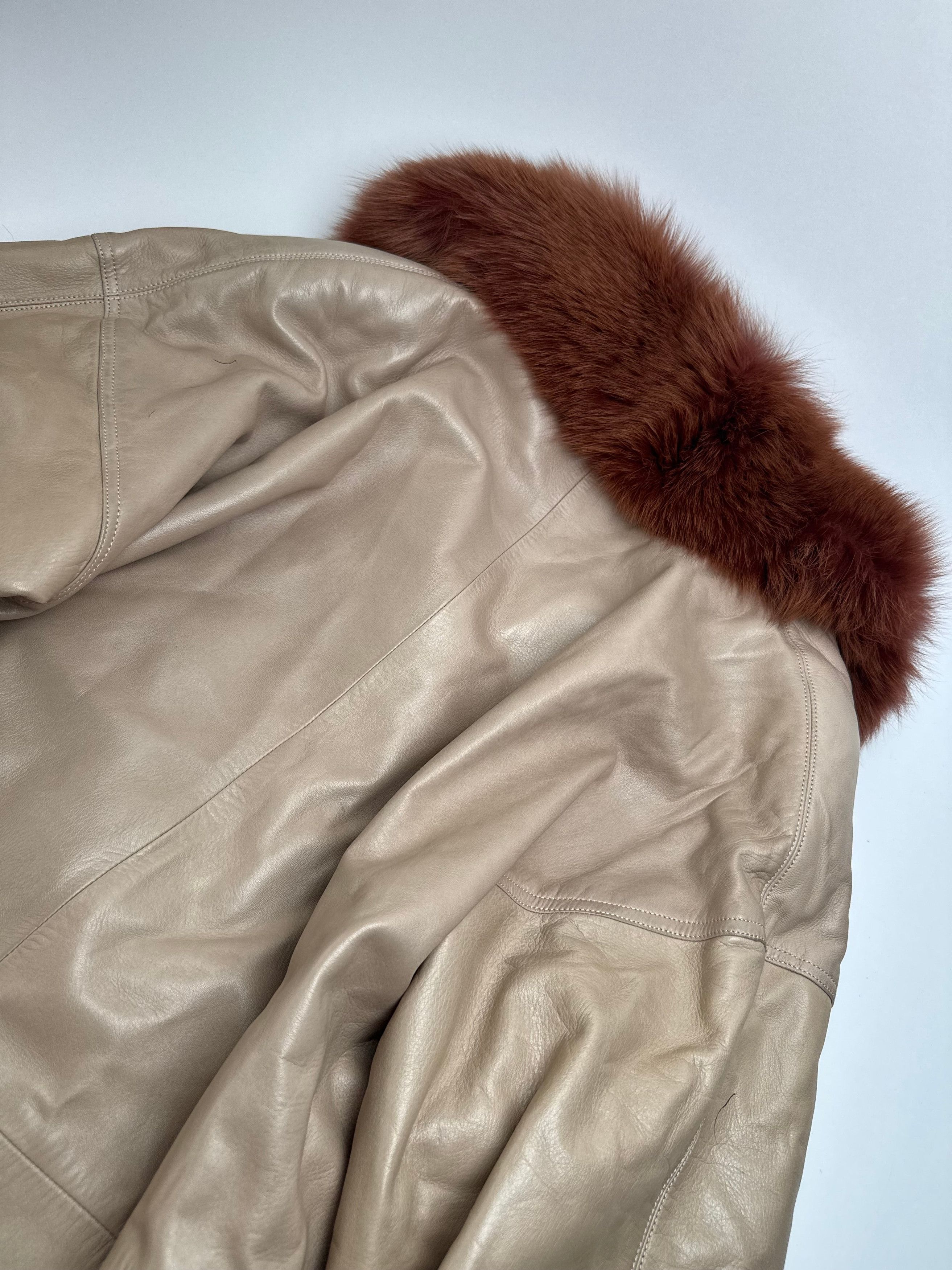 Loewe Vintage Madrid Leather Fur Coat 38/M Beige Brown Size S / US 4 / IT 40 - 13 Thumbnail