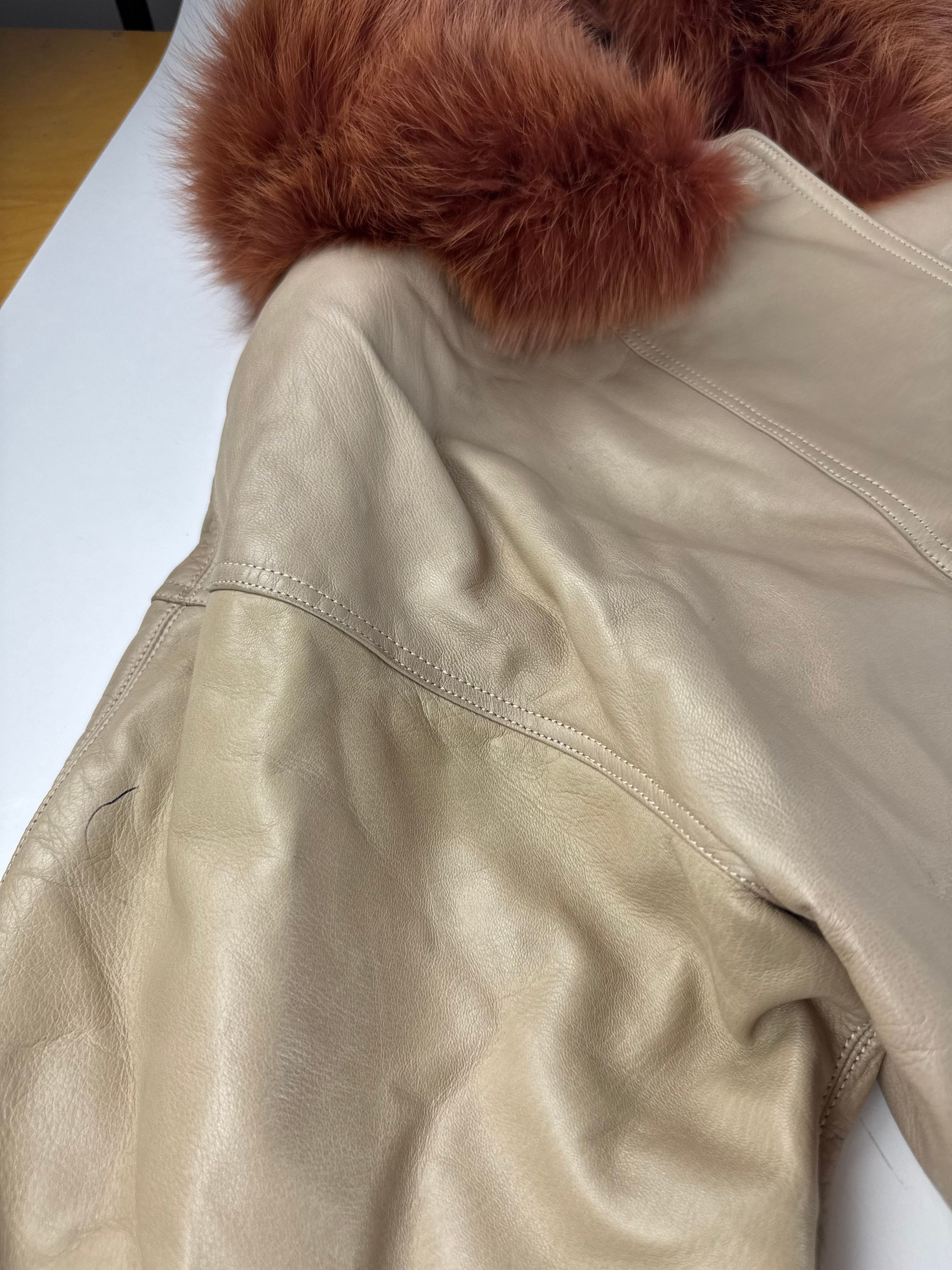 Loewe Vintage Madrid Leather Fur Coat 38/M Beige Brown Size S / US 4 / IT 40 - 11 Thumbnail
