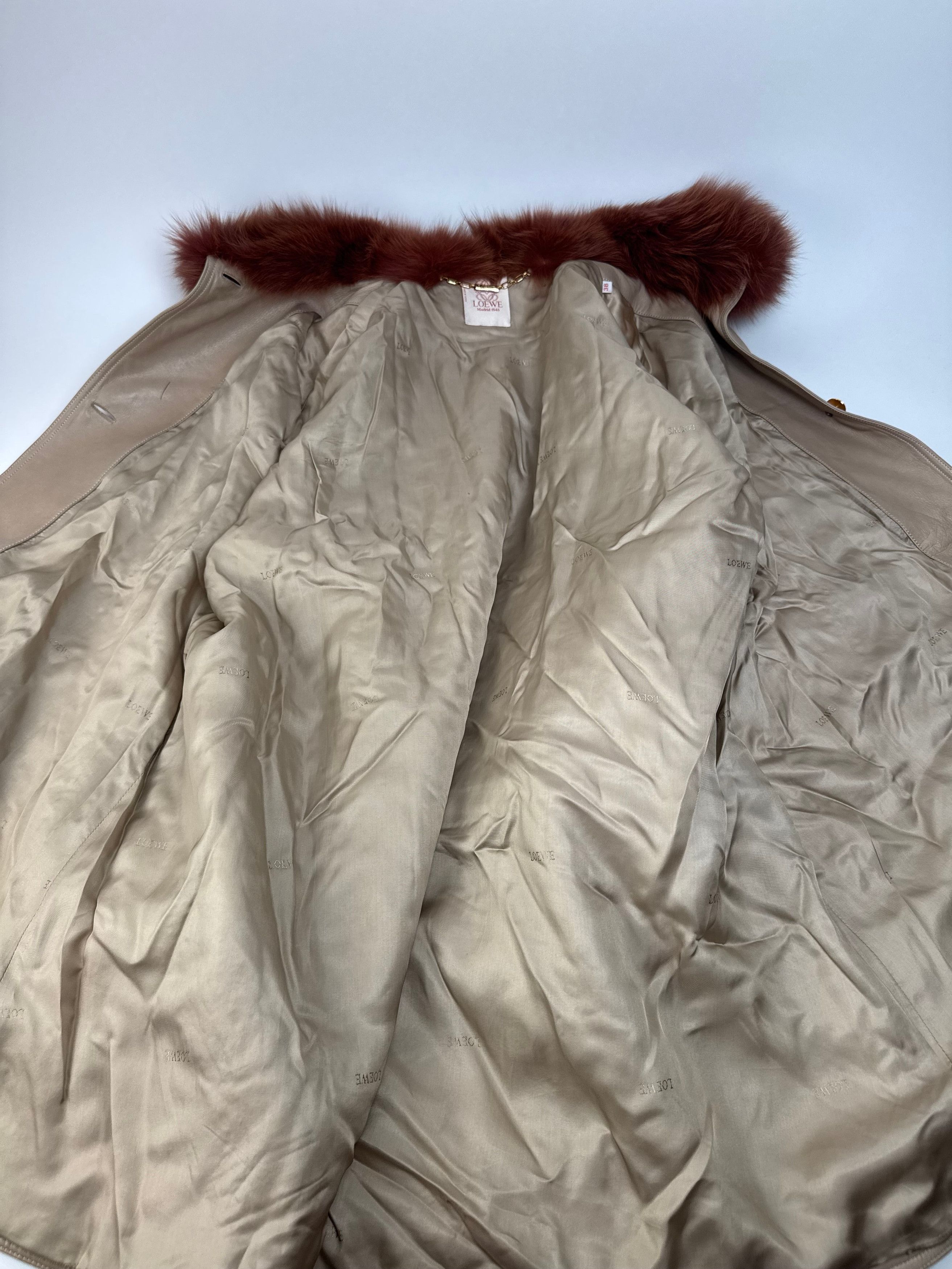 Loewe Vintage Madrid Leather Fur Coat 38/M Beige Brown Size S / US 4 / IT 40 - 5 Thumbnail