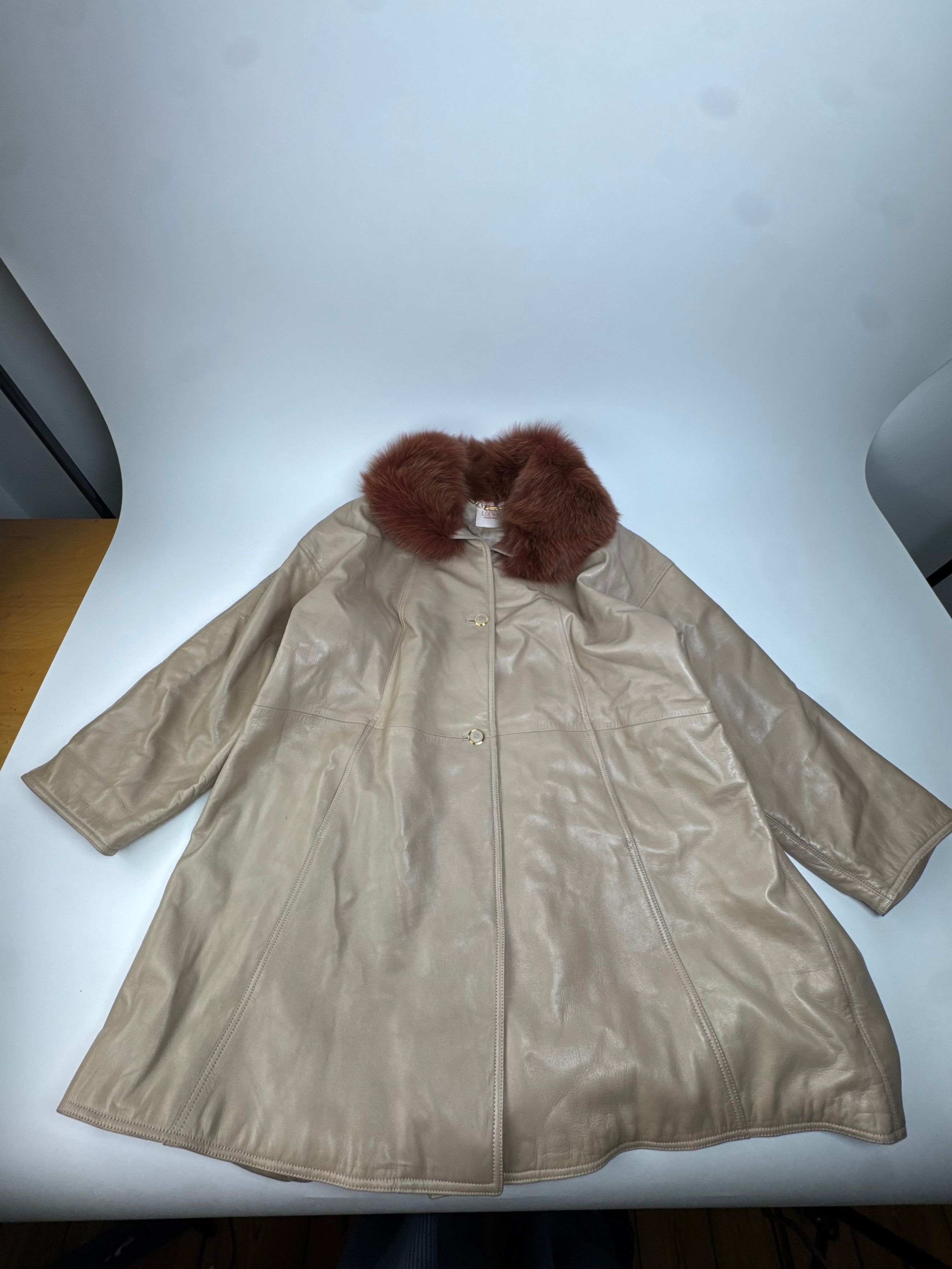 Loewe Vintage Madrid Leather Fur Coat 38/M Beige Brown Size S / US 4 / IT 40 - 8 Thumbnail