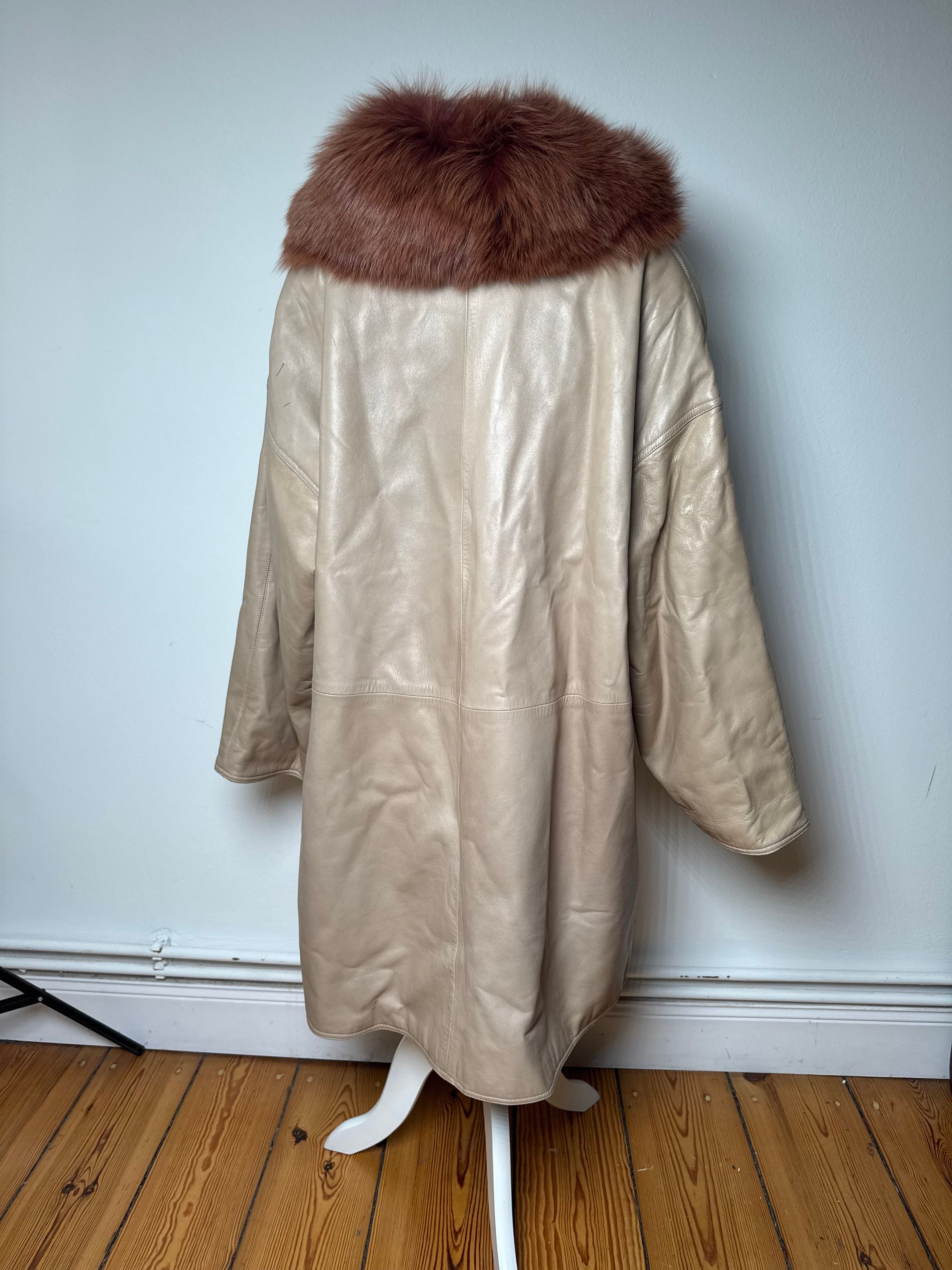 Loewe Vintage Madrid Leather Fur Coat 38/M Beige Brown Size S / US 4 / IT 40 - 4 Thumbnail