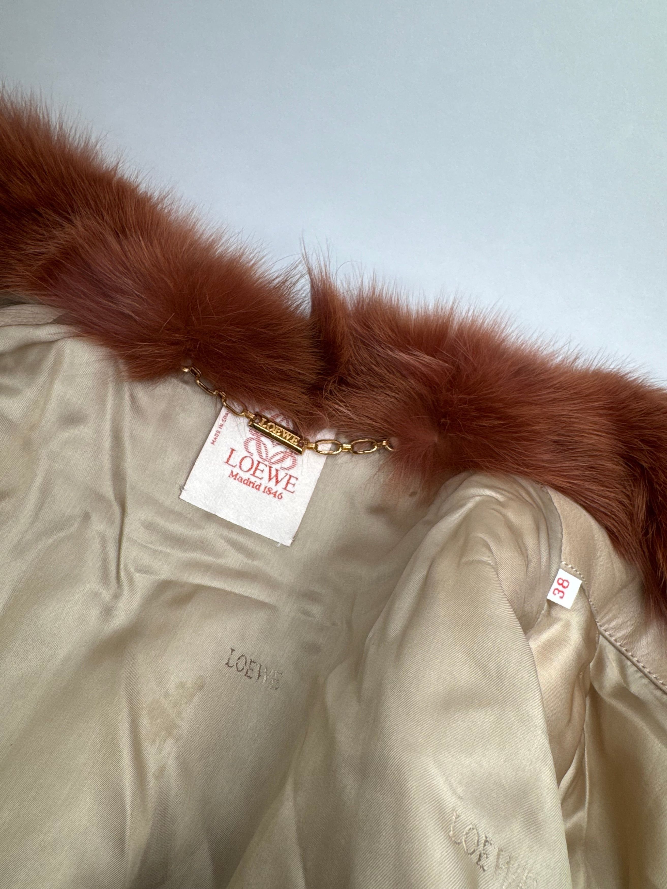 Loewe Vintage Madrid Leather Fur Coat 38/M Beige Brown Size S / US 4 / IT 40 - 6 Thumbnail