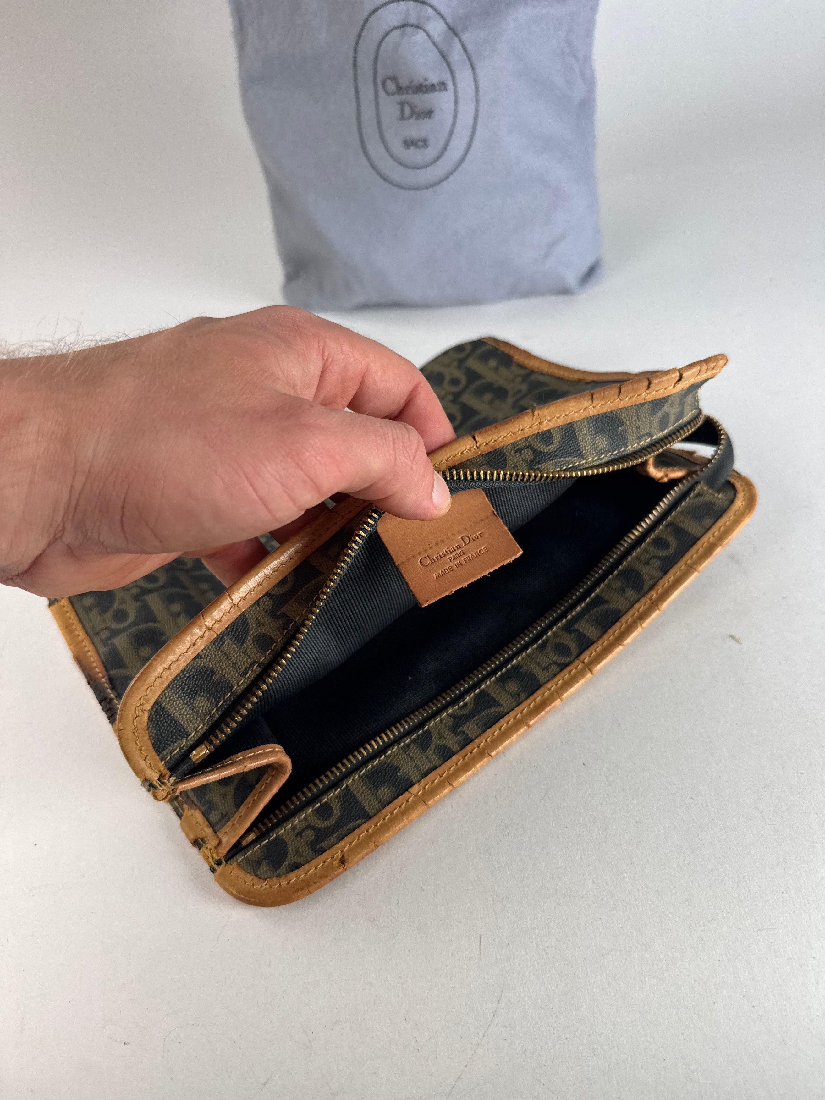 Dior Vintage Oblique Monogram Clutch Black camel Size ONE SIZE - 3 Thumbnail