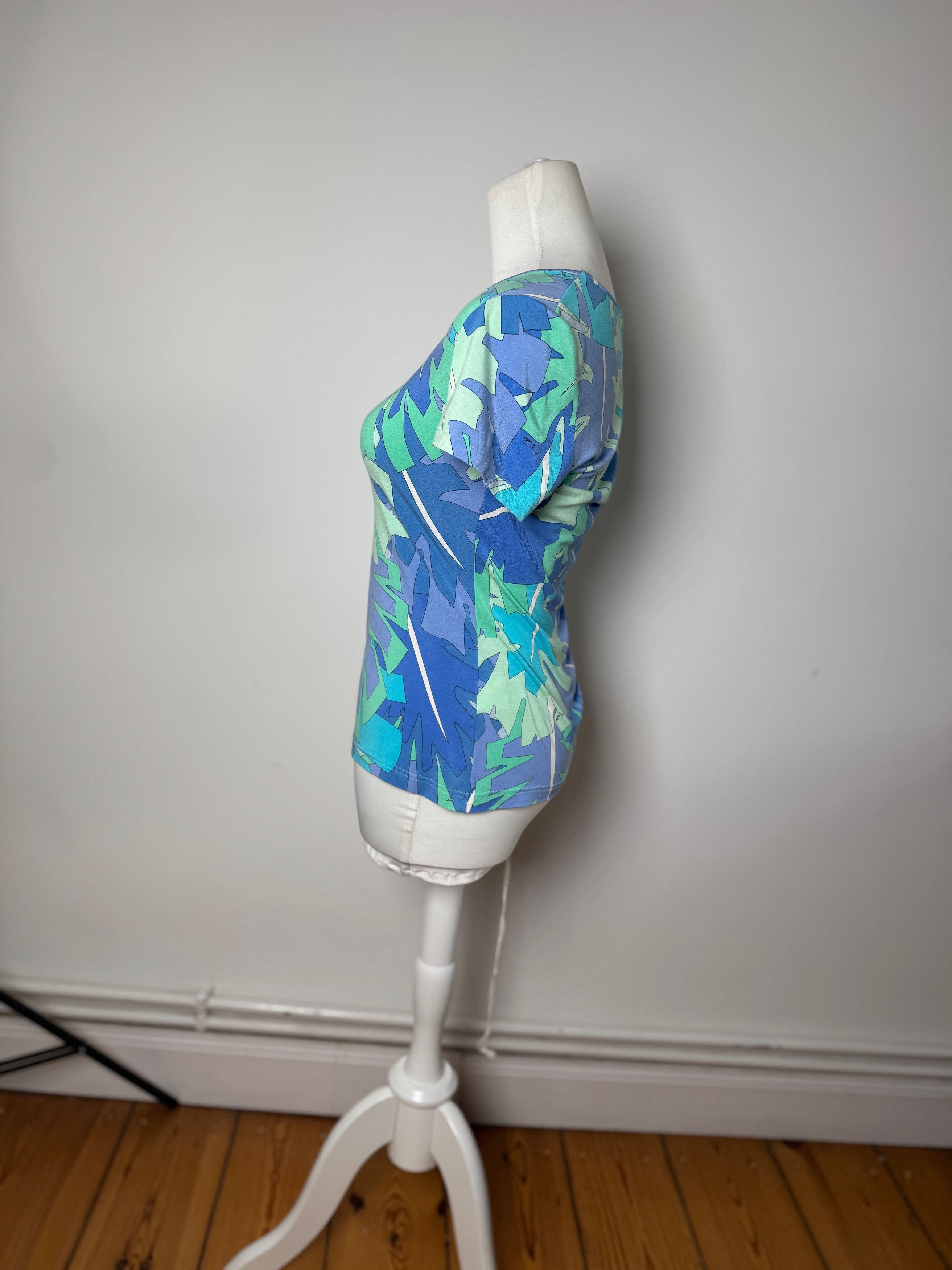 Emilio Pucci Vintage Blue Abstract Top XS Size XS / US 0-2 / IT 36-38 - 2 Thumbnail