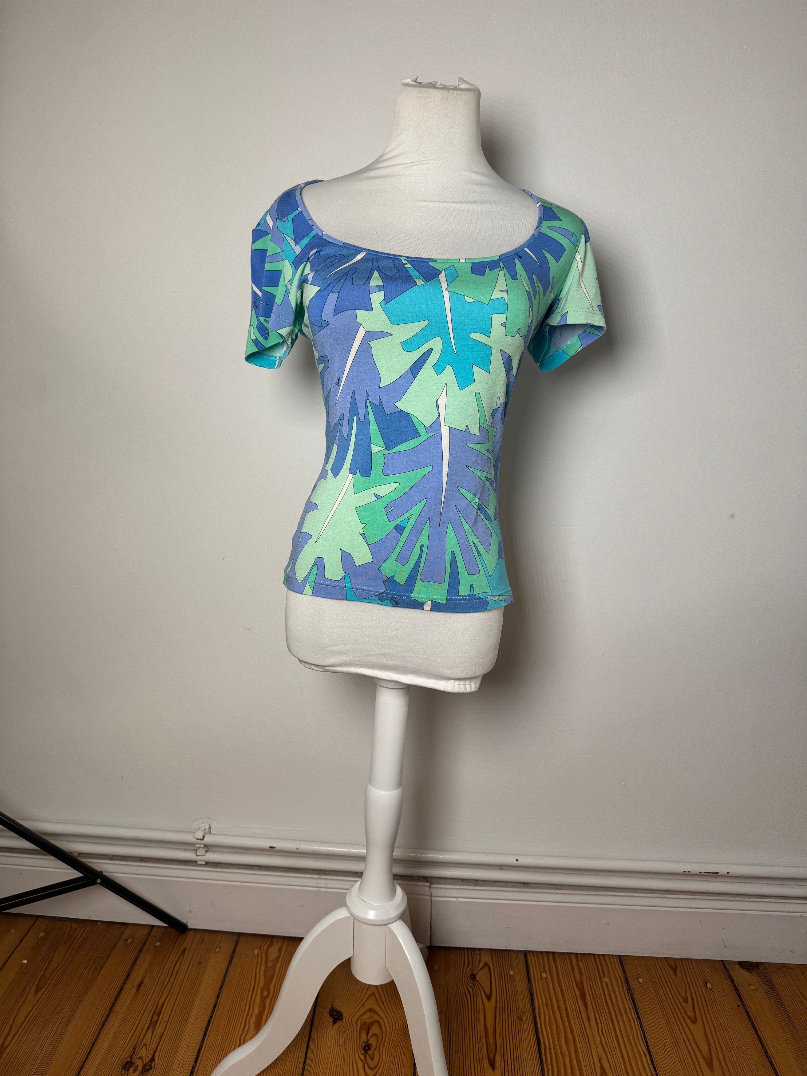 Emilio Pucci Vintage Blue Abstract Top XS Size XS / US 0-2 / IT 36-38 - 11 Thumbnail