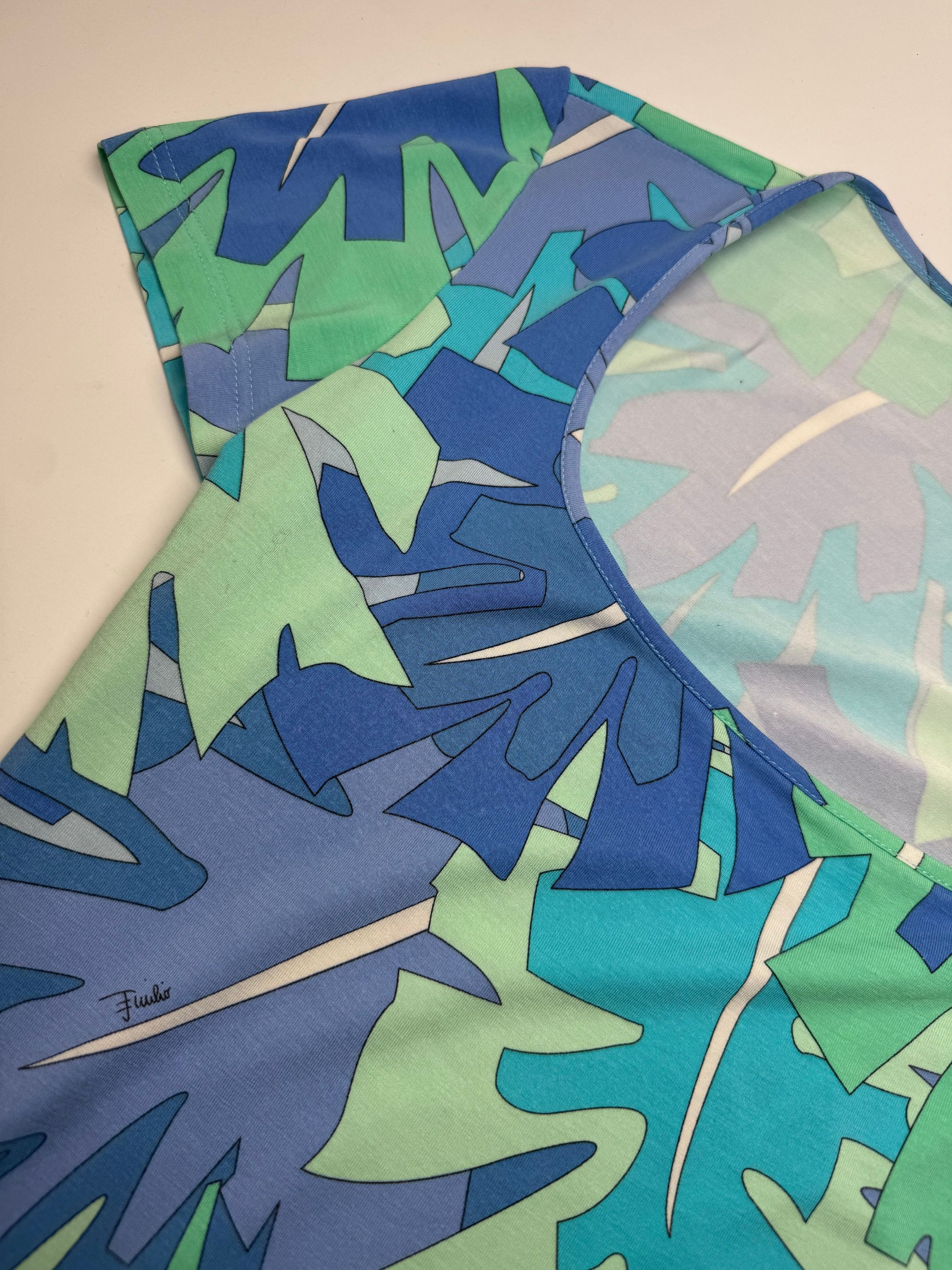 Emilio Pucci Vintage Blue Abstract Top XS Size XS / US 0-2 / IT 36-38 - 6 Thumbnail