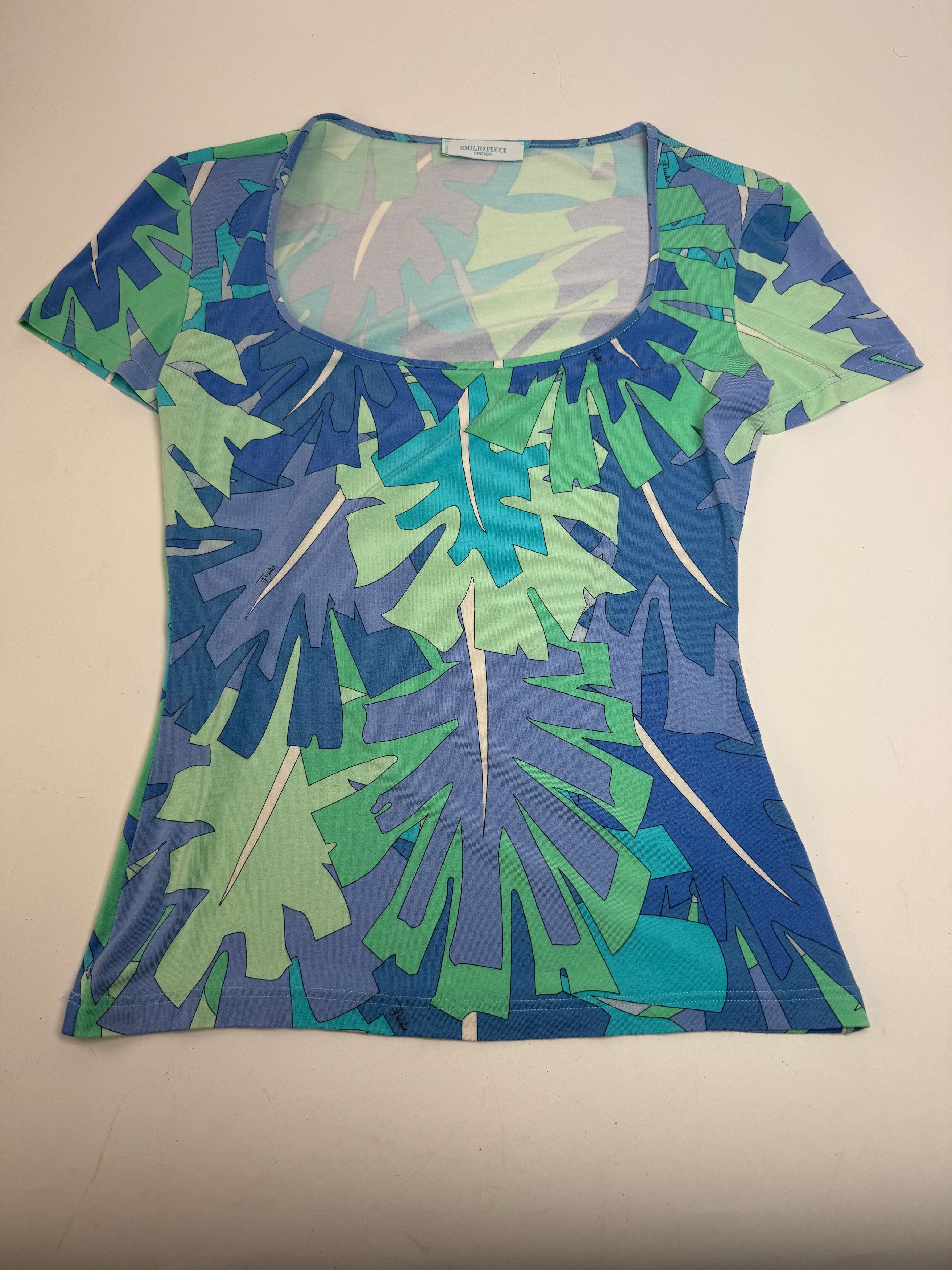 Emilio Pucci Vintage Blue Abstract Top XS Size XS / US 0-2 / IT 36-38 - 4 Thumbnail