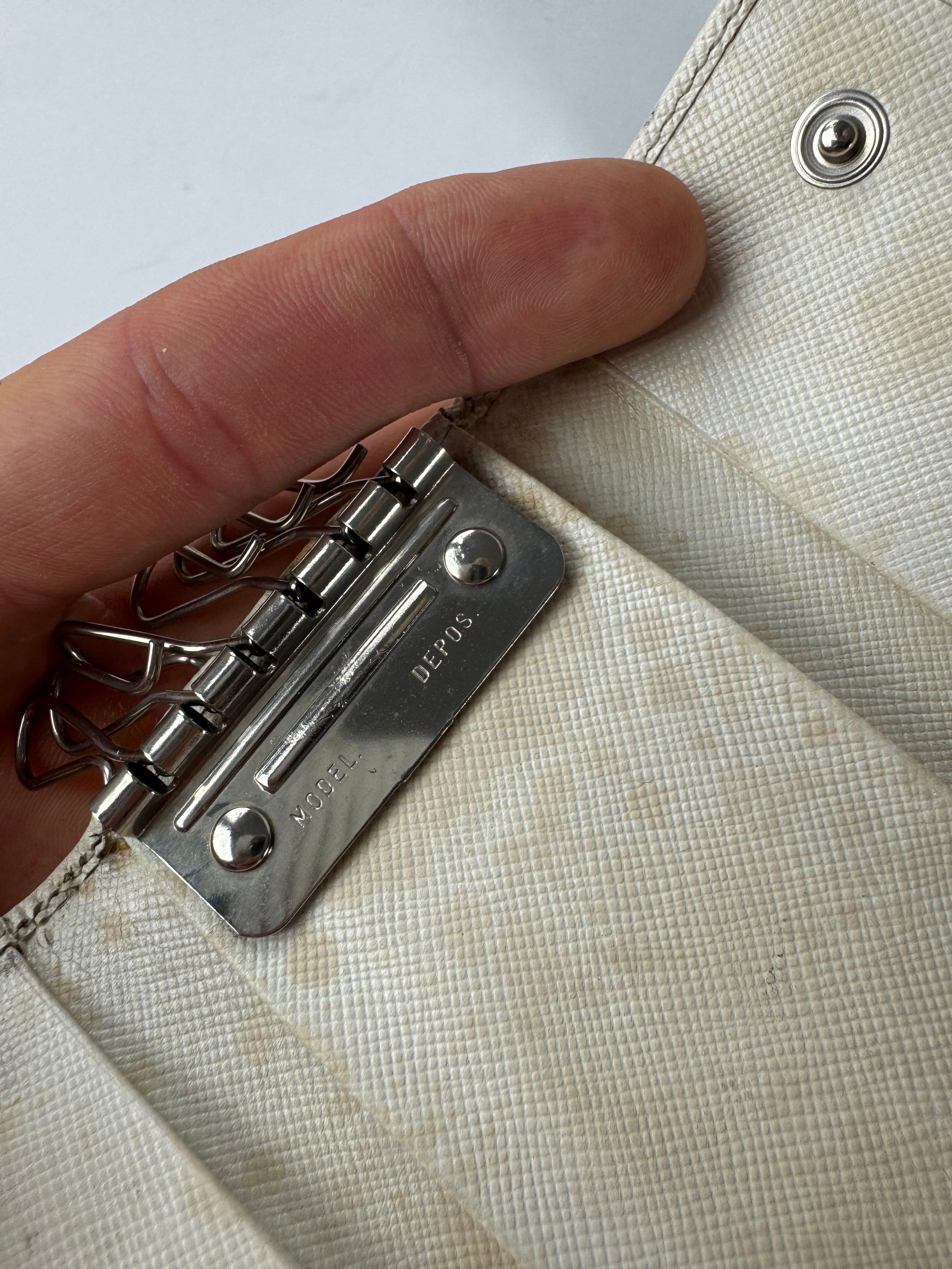 Prada Vintage Triangle Leather Key/Card Holder White Size ONE SIZE - 6 Thumbnail