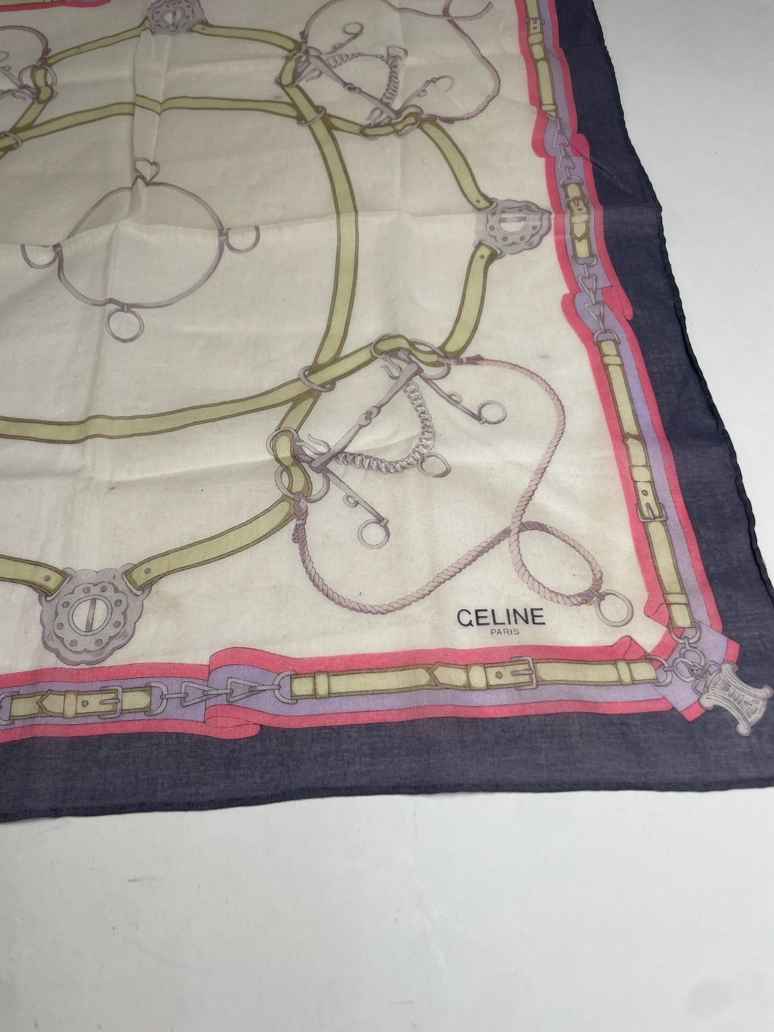 Celine Vintage Baroque Scarf White Purple Pink Gold Size ONE SIZE - 5 Thumbnail