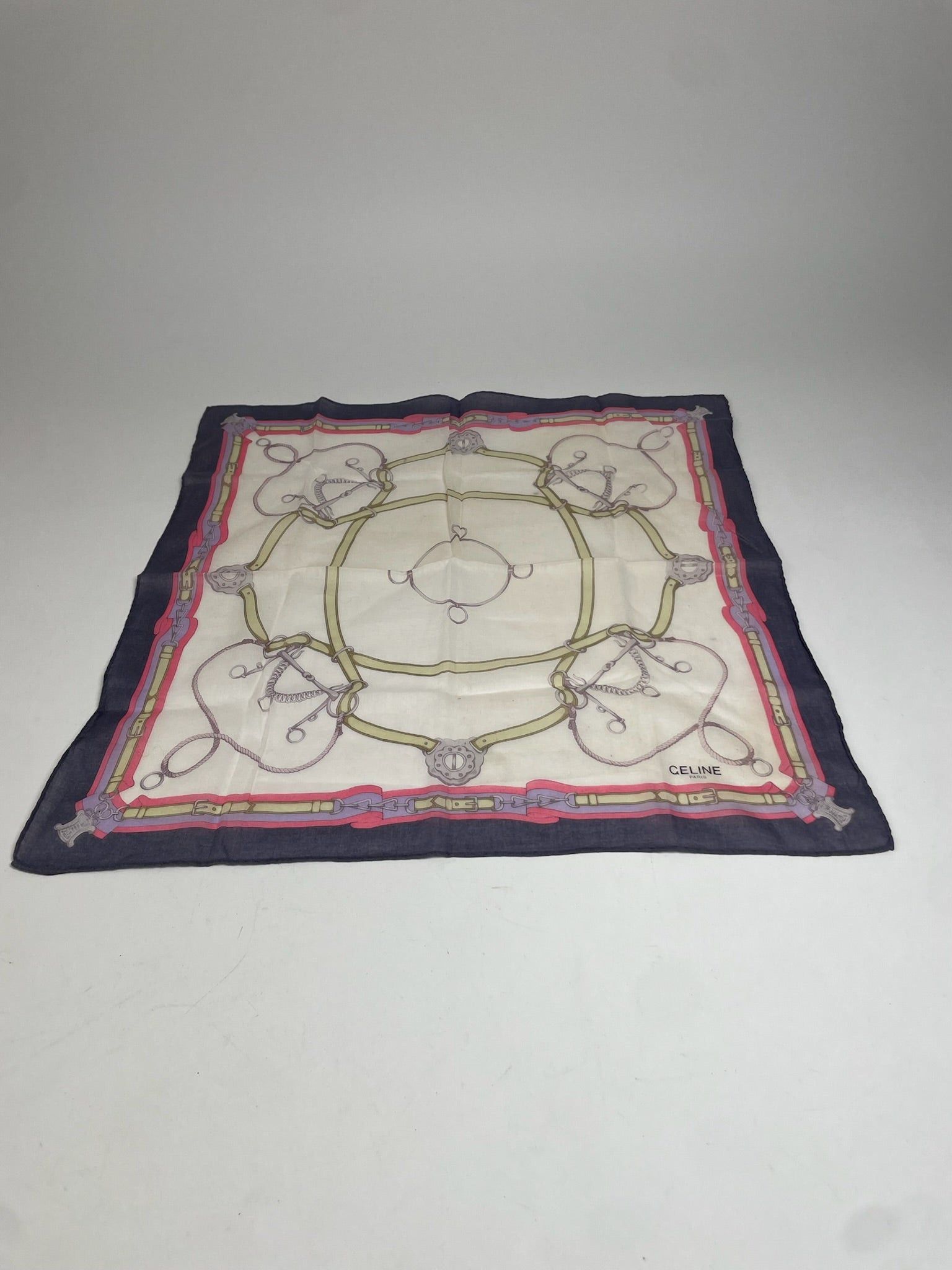 Celine Vintage Baroque Scarf White Purple Pink Gold Size ONE SIZE - 6 Thumbnail