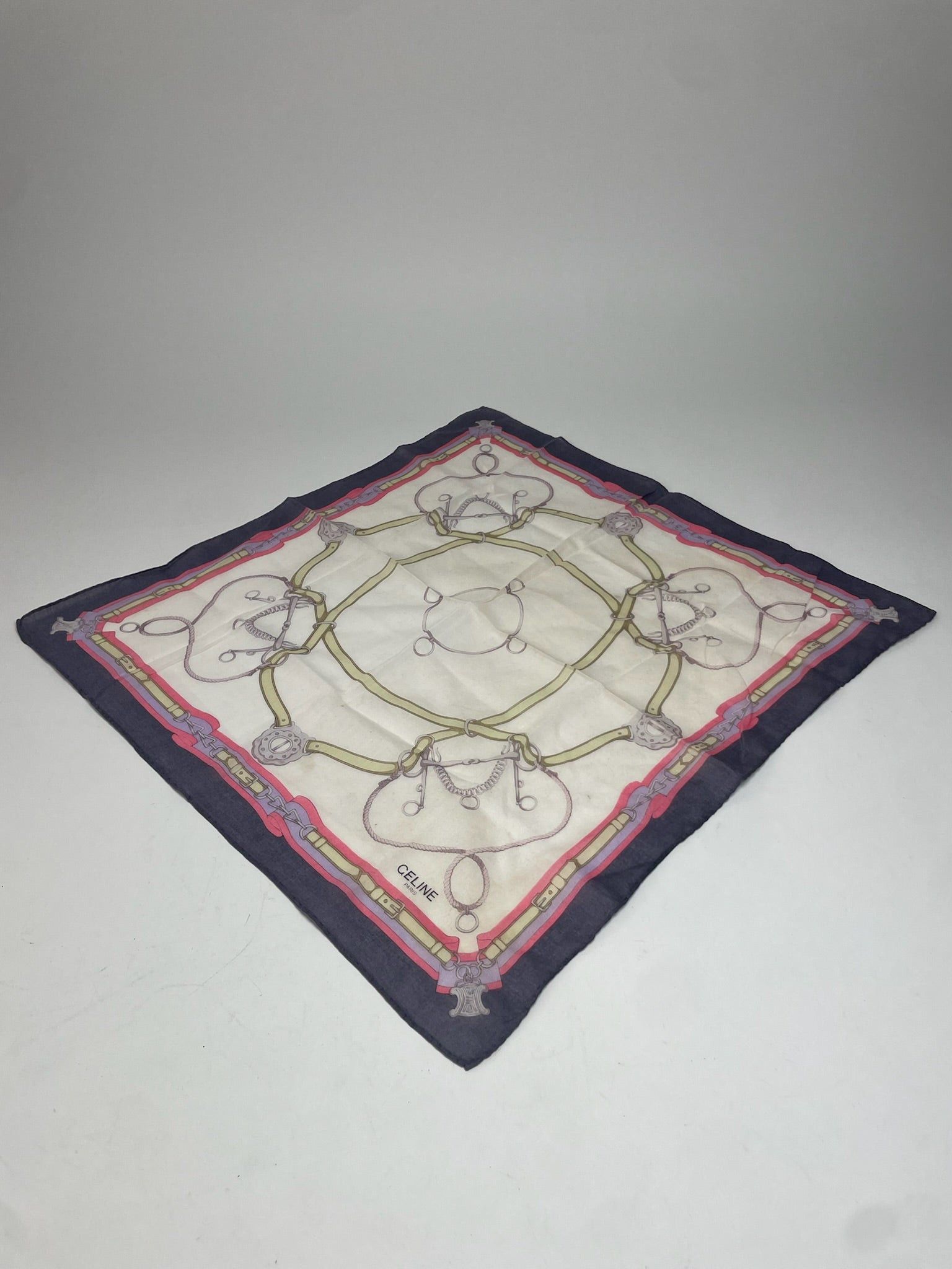 Celine Vintage Baroque Scarf White Purple Pink Gold Size ONE SIZE - 4 Thumbnail