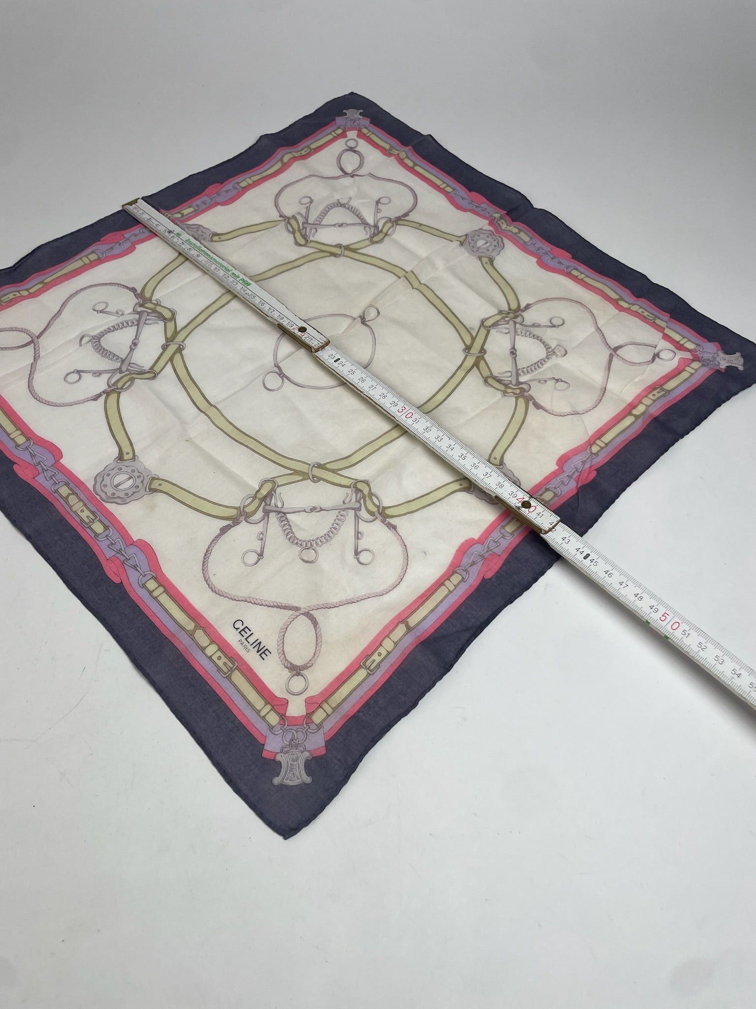 Celine Vintage Baroque Scarf White Purple Pink Gold Size ONE SIZE - 2 Thumbnail