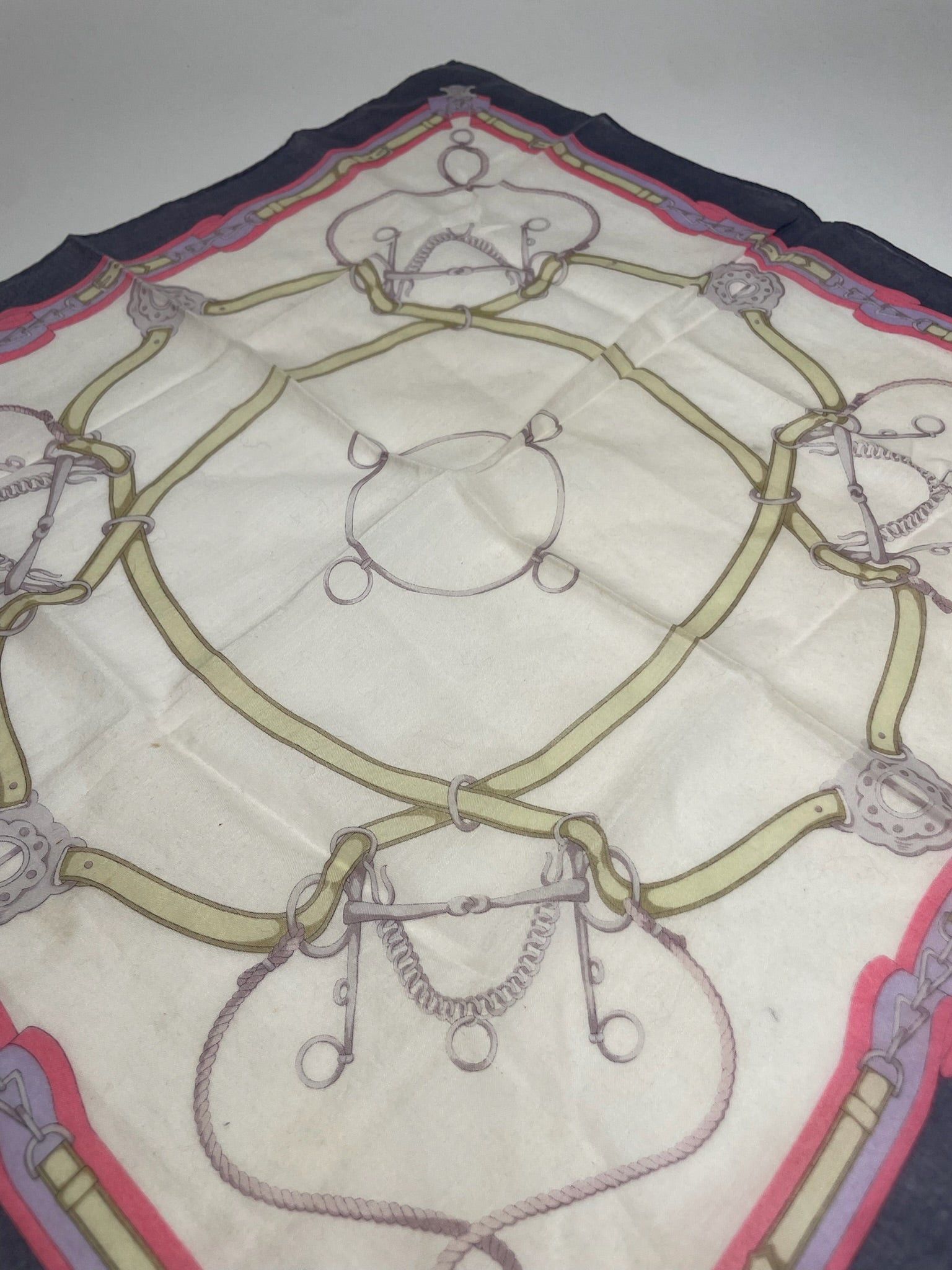 Celine Vintage Baroque Scarf White Purple Pink Gold Size ONE SIZE - 3 Thumbnail