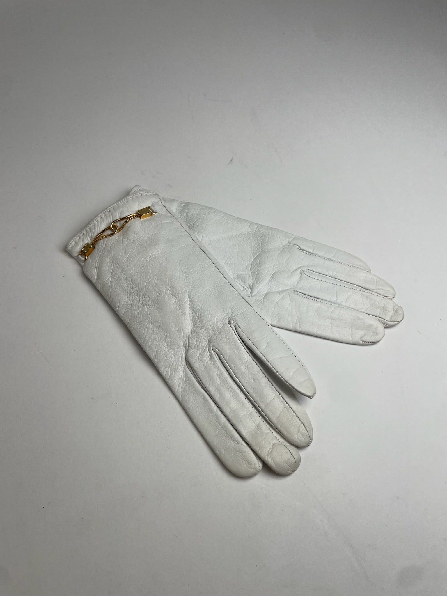 Celine Vintage Paris Leather Gloves White Size ONE SIZE - 7 Thumbnail