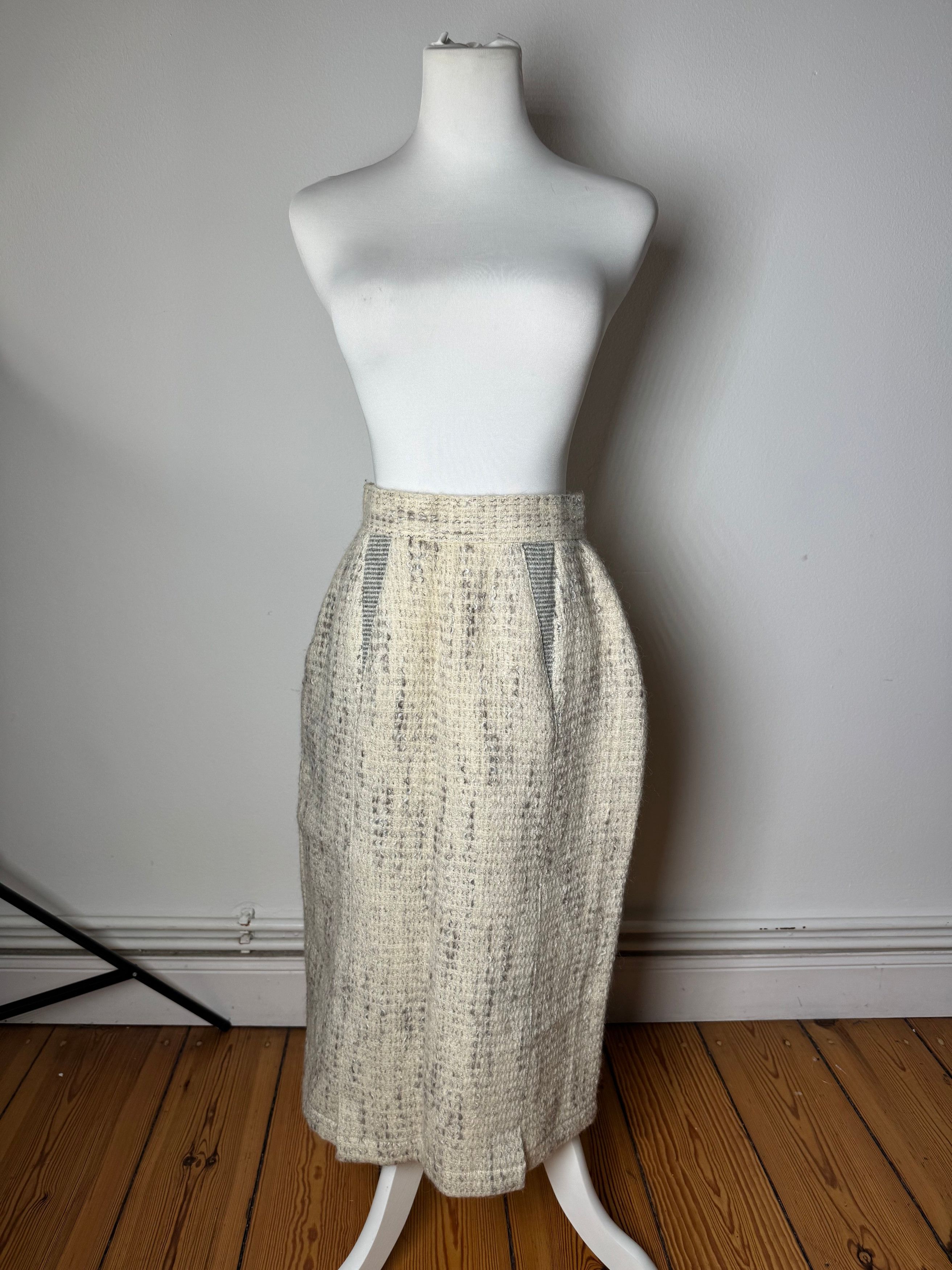 Dior Vintage Wool Skirt Shite Grey M Size 34" / US 12 / IT 48 - 13 Thumbnail