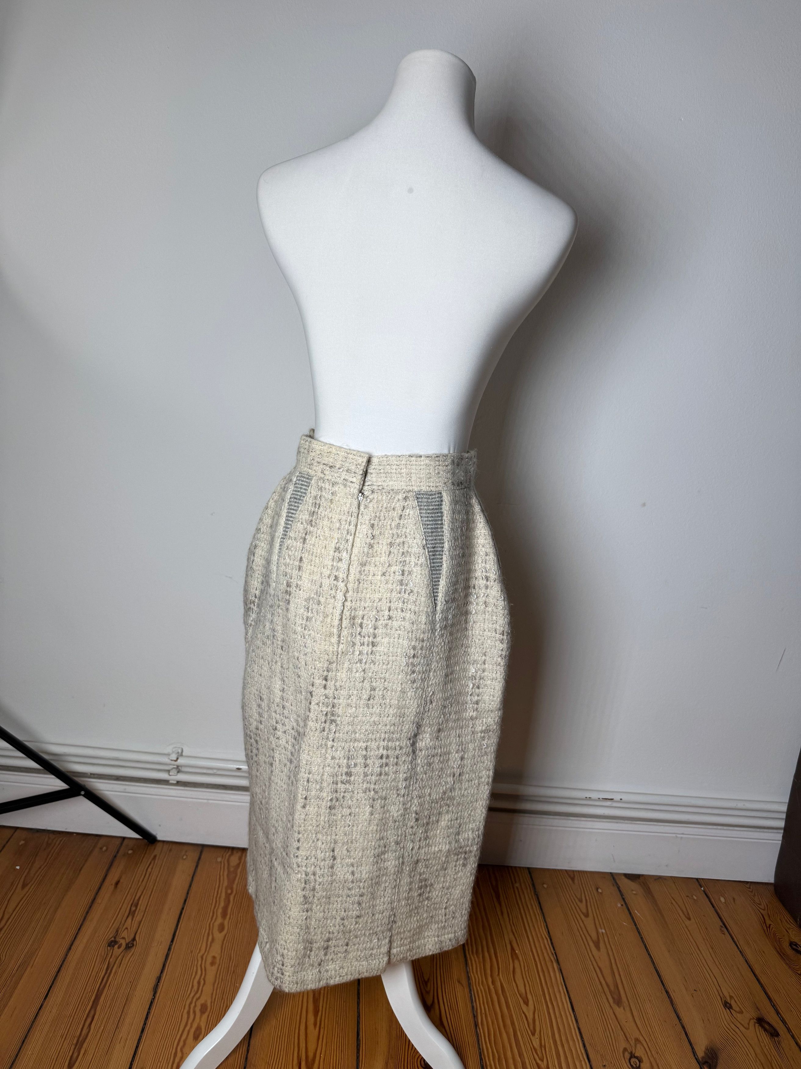 Dior Vintage Wool Skirt Shite Grey M Size 34" / US 12 / IT 48 - 3 Thumbnail