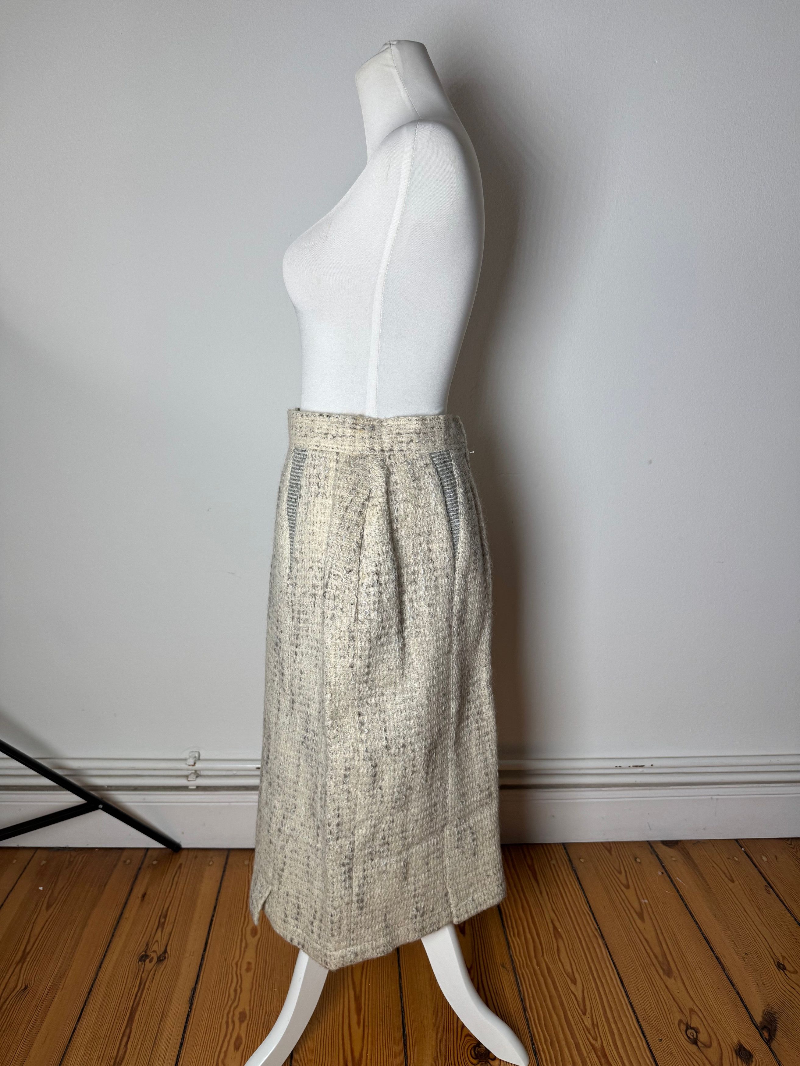 Dior Vintage Wool Skirt Shite Grey M Size 34" / US 12 / IT 48 - 2 Thumbnail