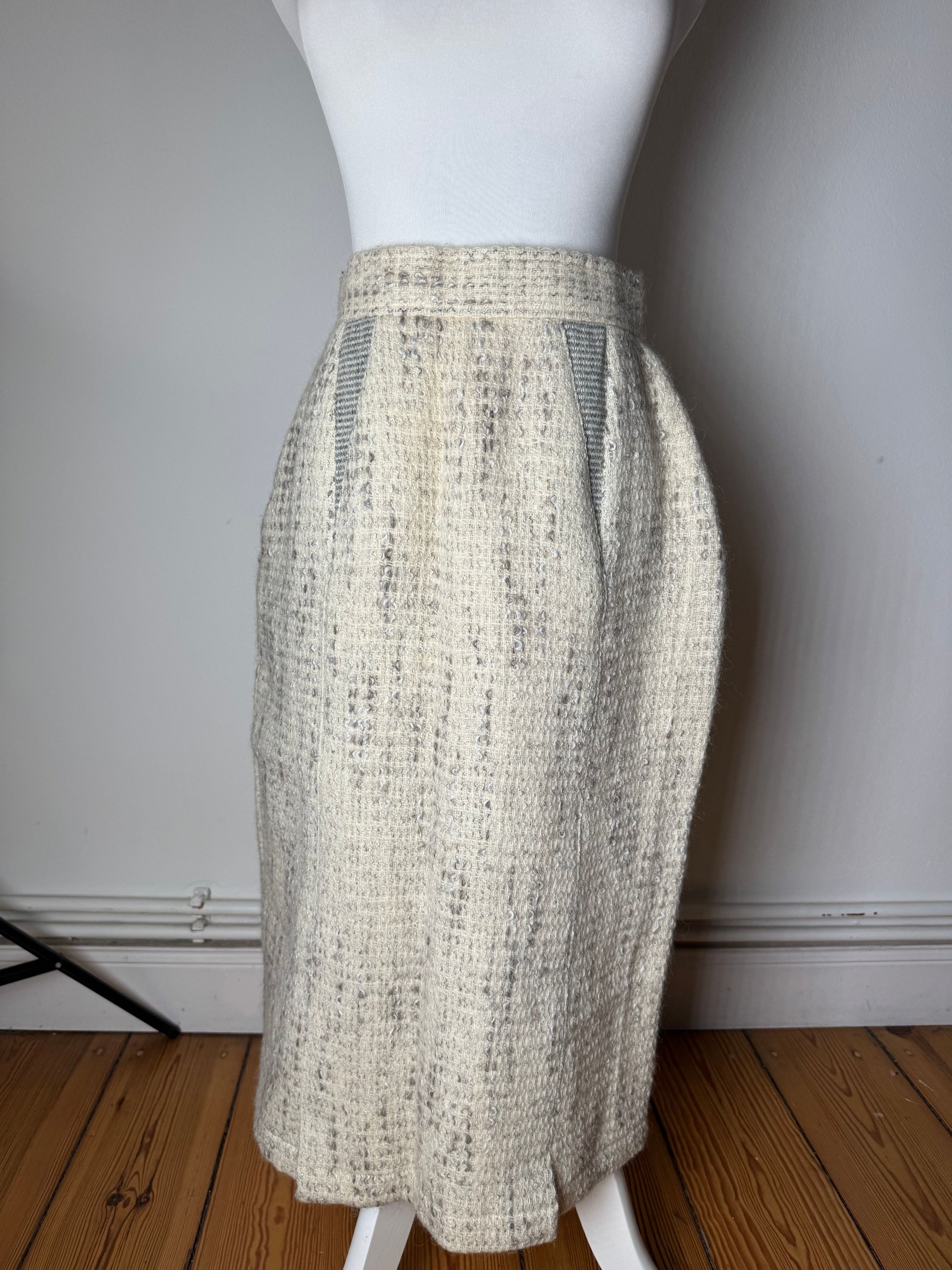 Dior Vintage Wool Skirt Shite Grey M Size 34" / US 12 / IT 48 - 8 Thumbnail