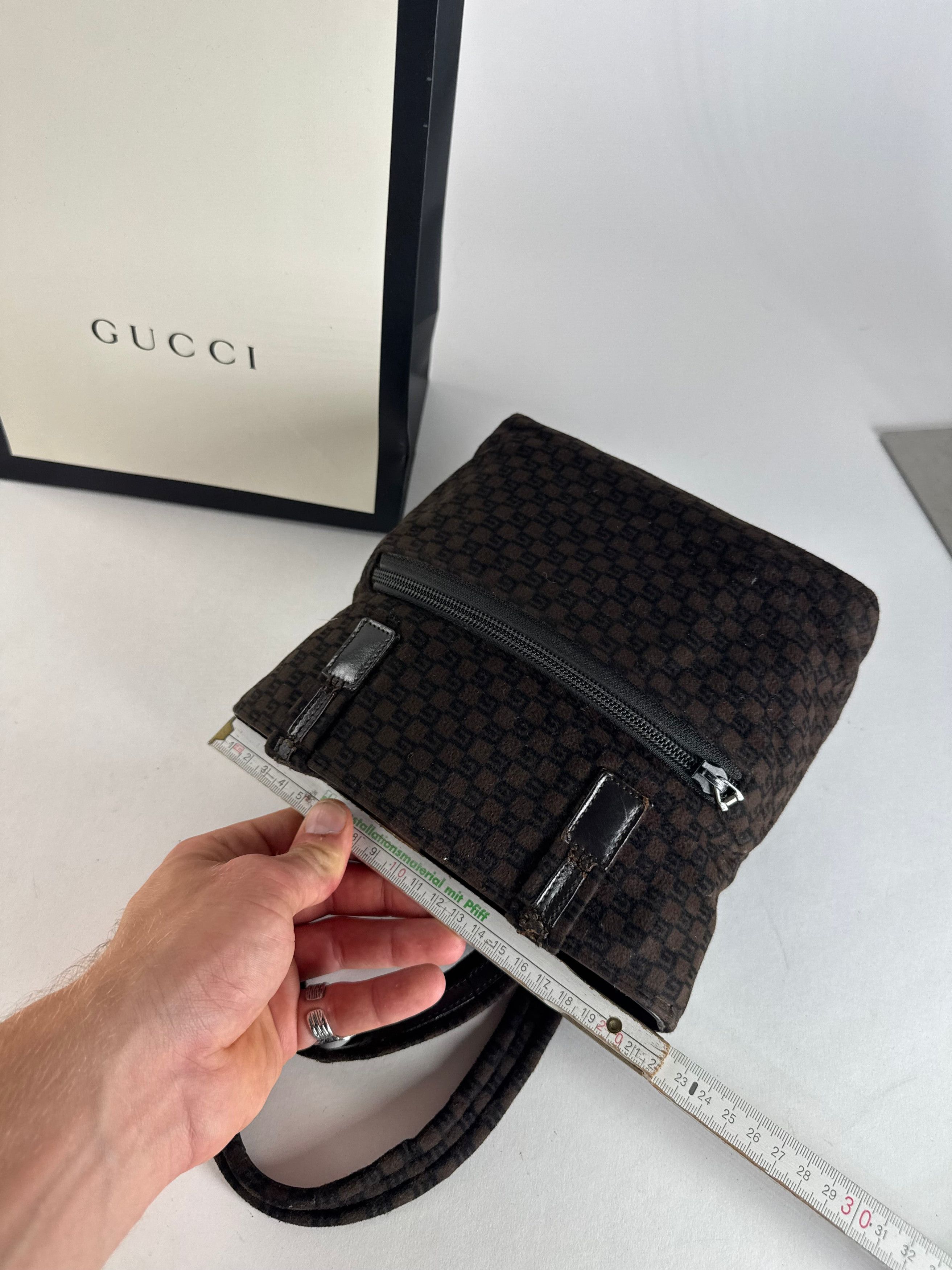 Gucci Vintage G Monogram Wool Leather Mini Tote Bag Brown Size ONE SIZE - 11 Thumbnail